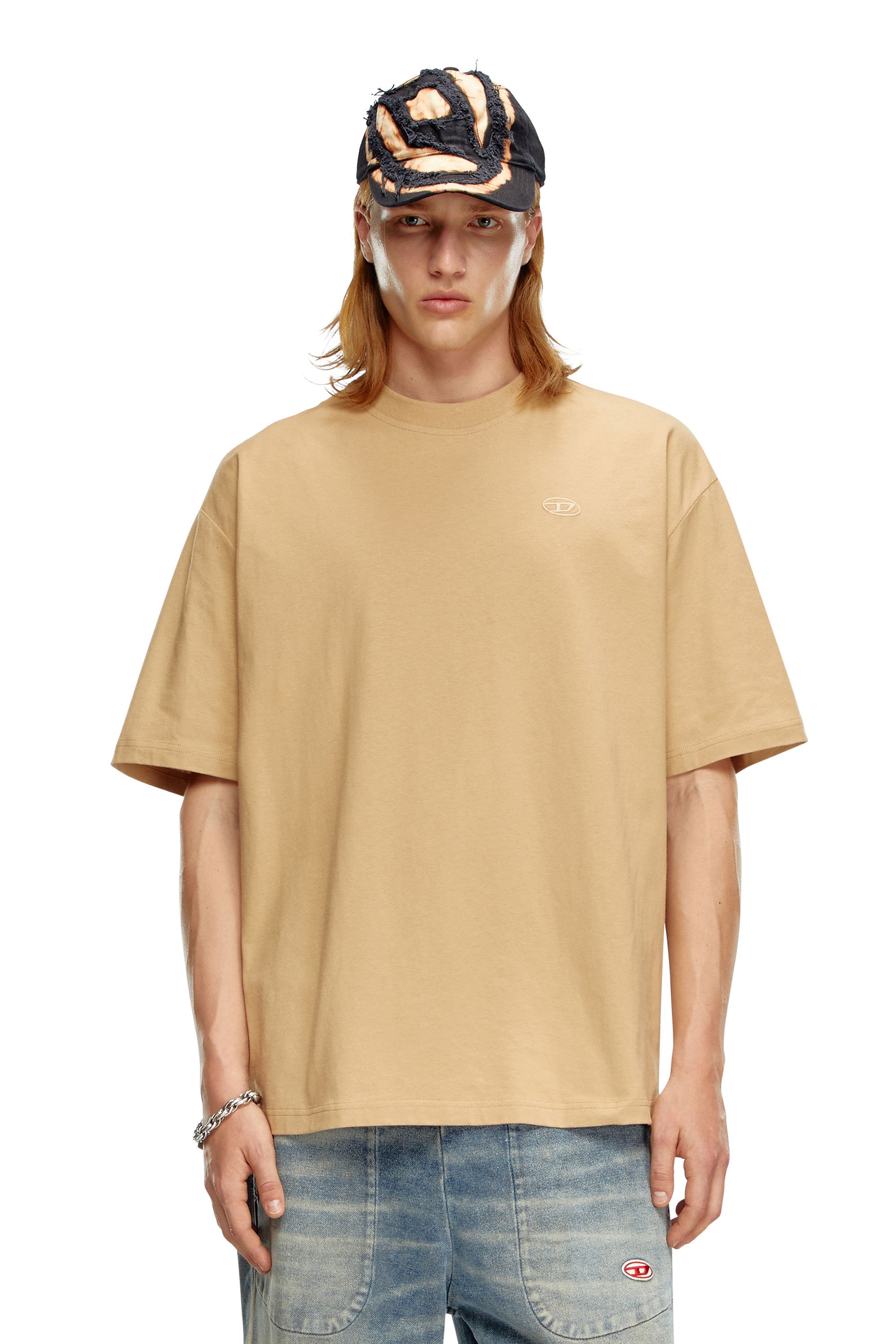 Diesel - T-BOGGY-MEGOVAL-D, Uomo T-shirt con maxi-ricamo oval D in Marrone - Image 1