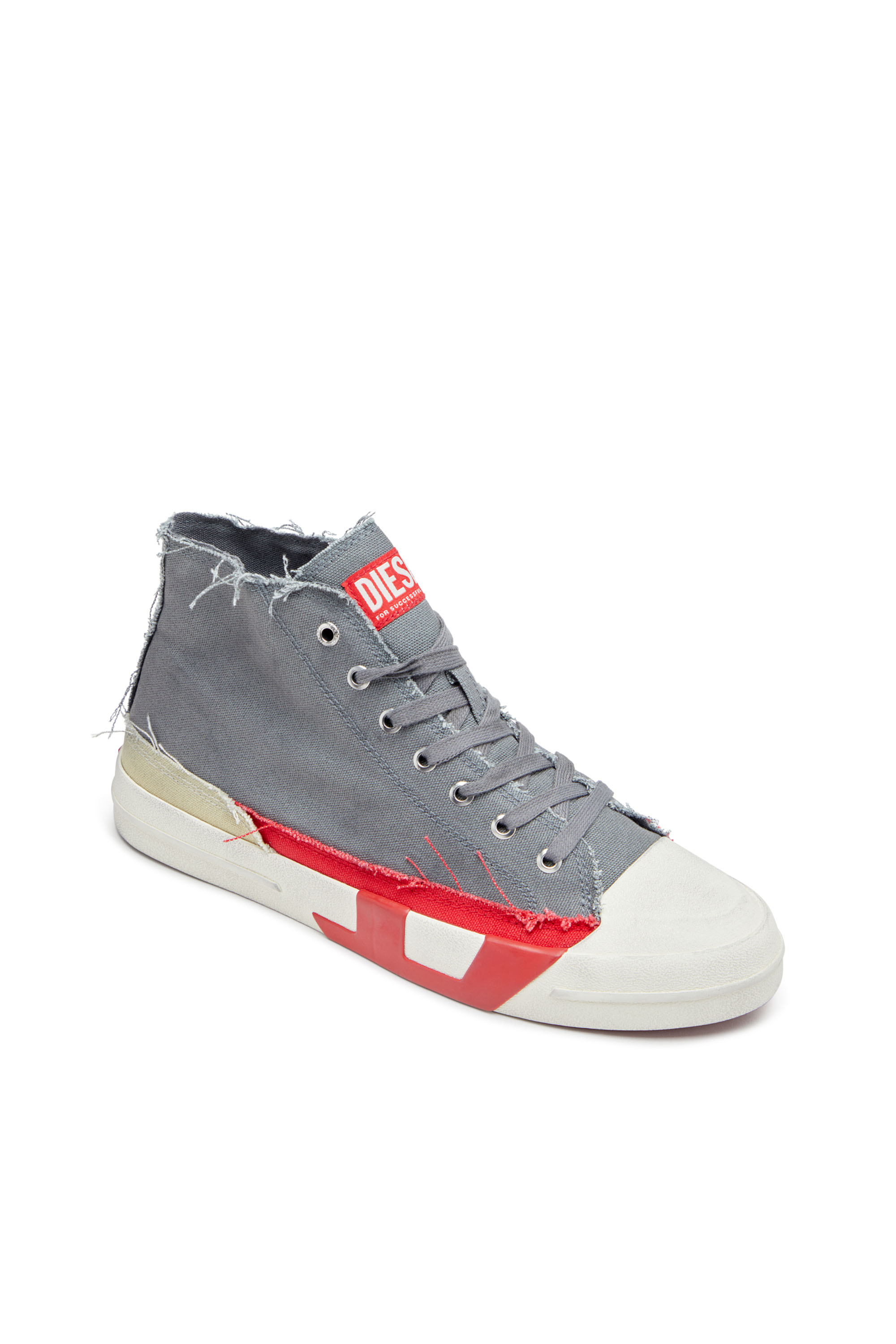 S-D-VERSE MID, Gris/Rouge Diesel - S-D-VERSE MID, S-D-Verse-Sneakers montantes en toile à effet sali Homme in Polychrome - 6