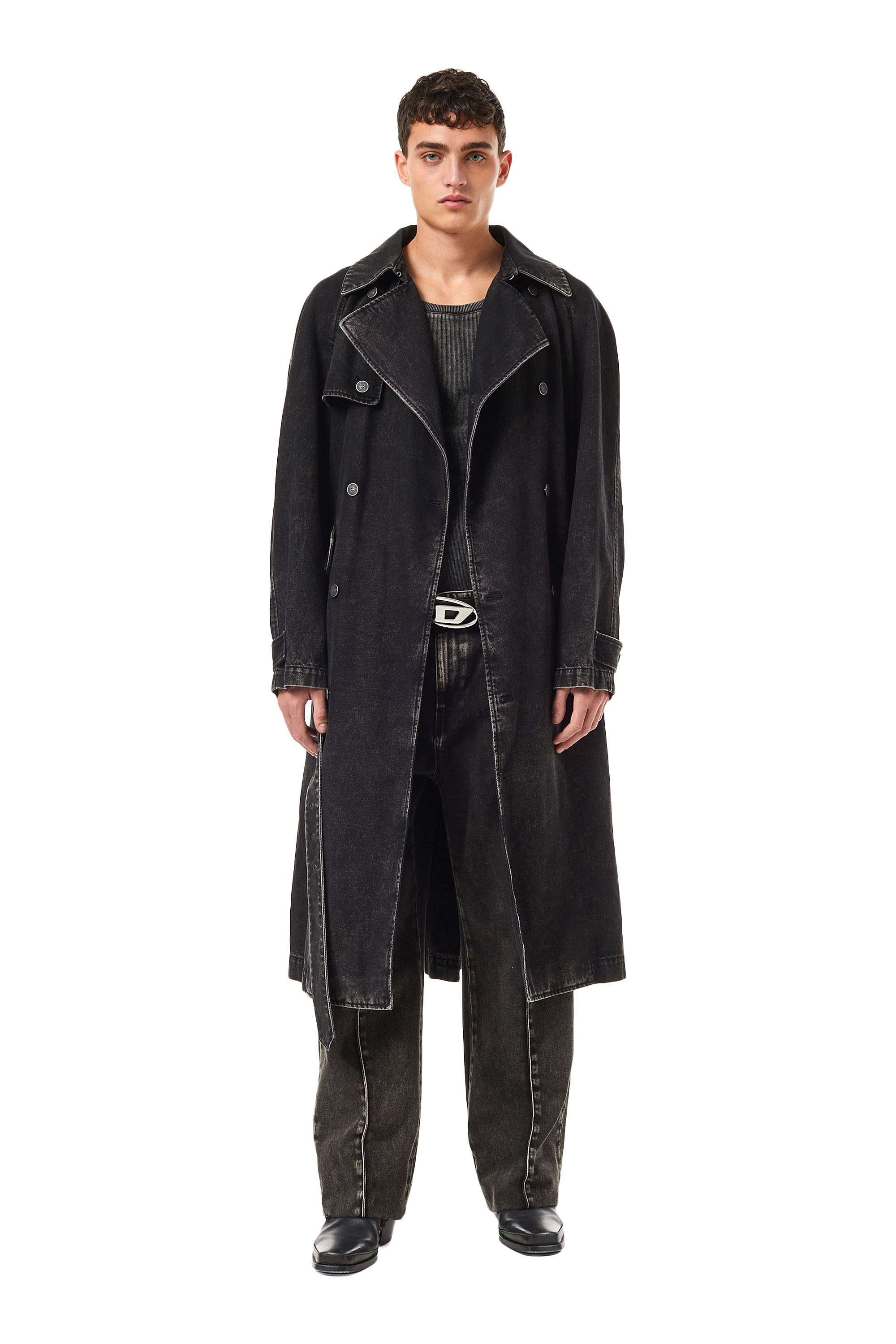 Diesel - D-DELIRIOUS DOUBLE BREASTED TRENCH COAT, Nero/Grigio scuro - Image 2