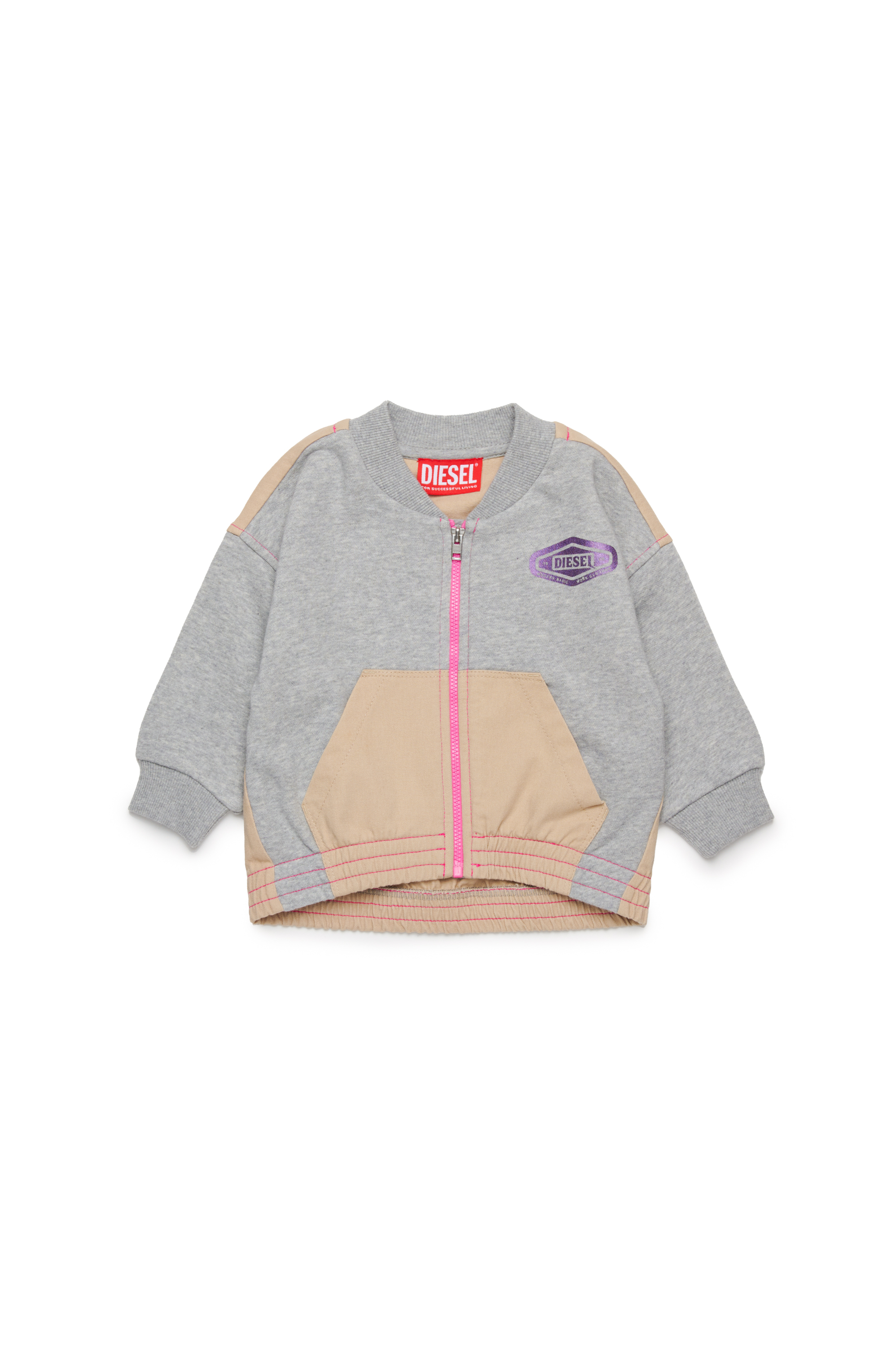 Diesel - SPERUB, Sweat-shirt de style bomber avec un mélange de matières Femme in Gris - 1