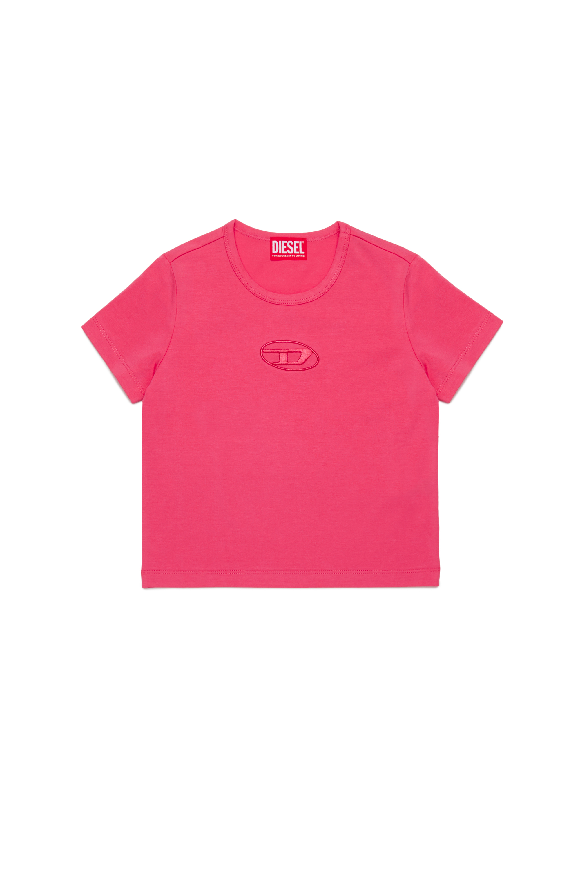 Diesel - TANGIEX, Damen T-Shirt mit farblich abgestimmter Oval D-Stickerei in Rosa - Image 1