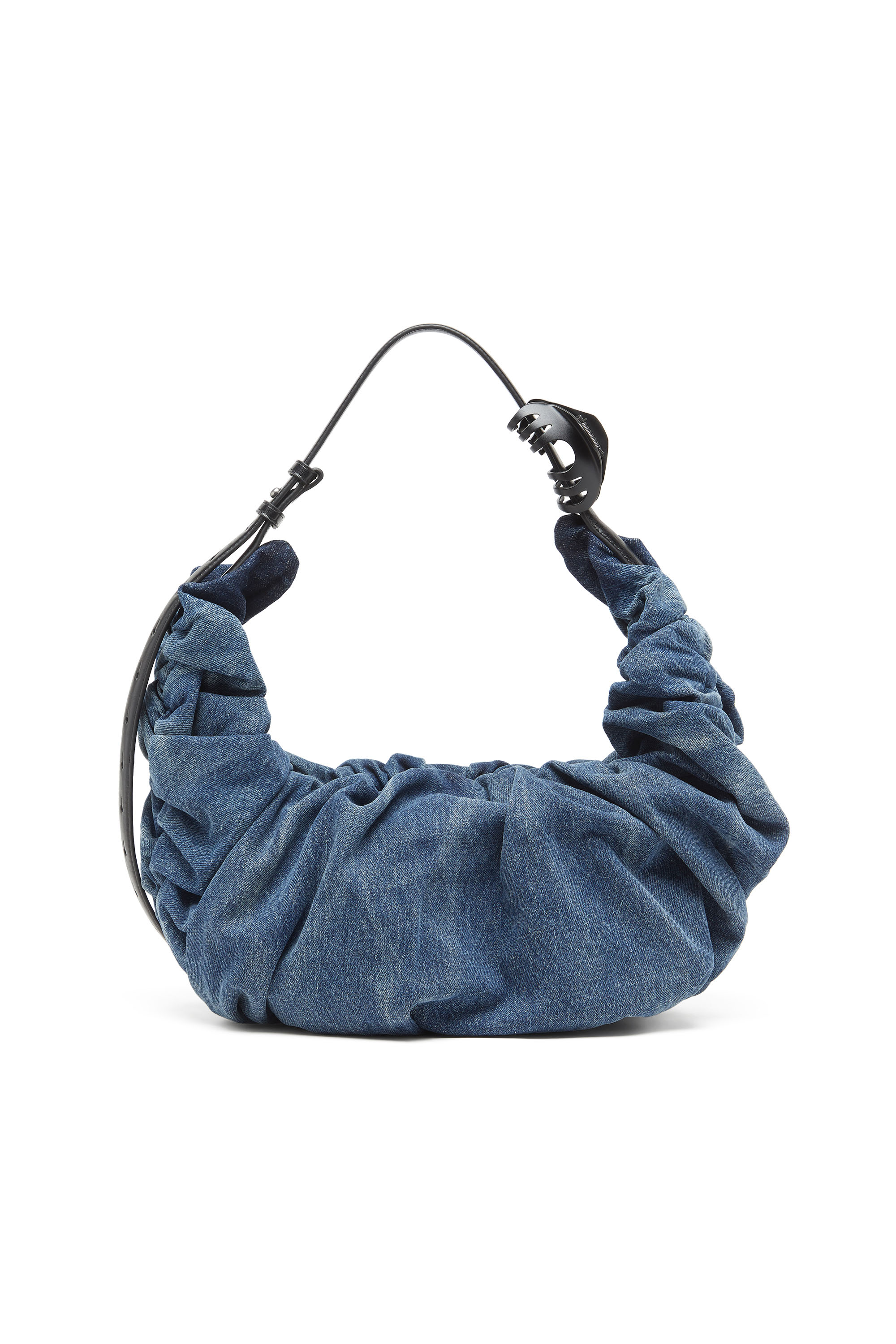 Diesel - GRAB-D HOBO L, Grab-D L-Grand sac hobo froiss&eacute; en denim trait&eacute; Femme in Bleu - 2