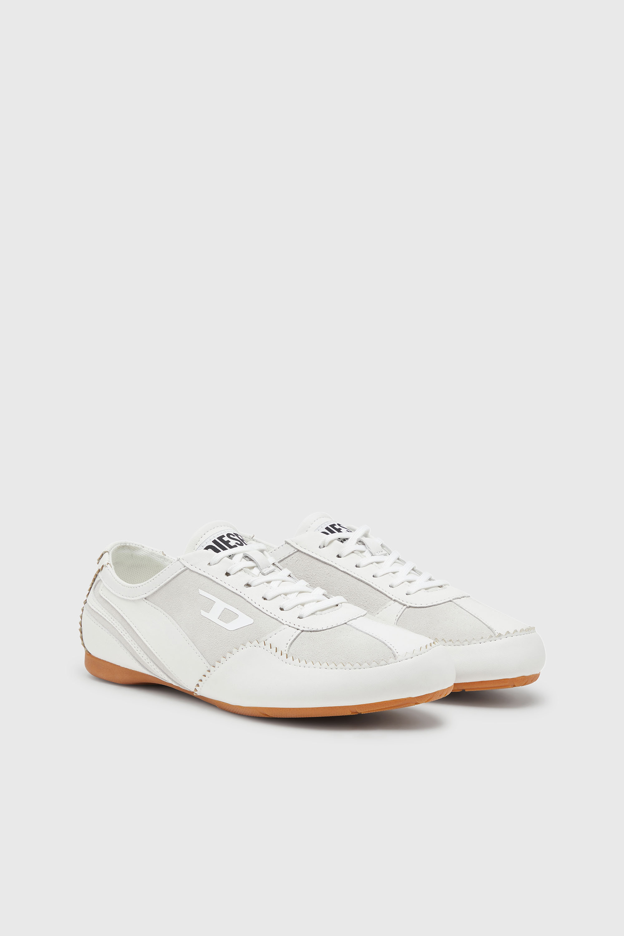 Diesel - D-MILE LOW W, Damen D-Mile-Flat-Sneaker aus Leder und Veloursleder in Wei&szlig; - 2