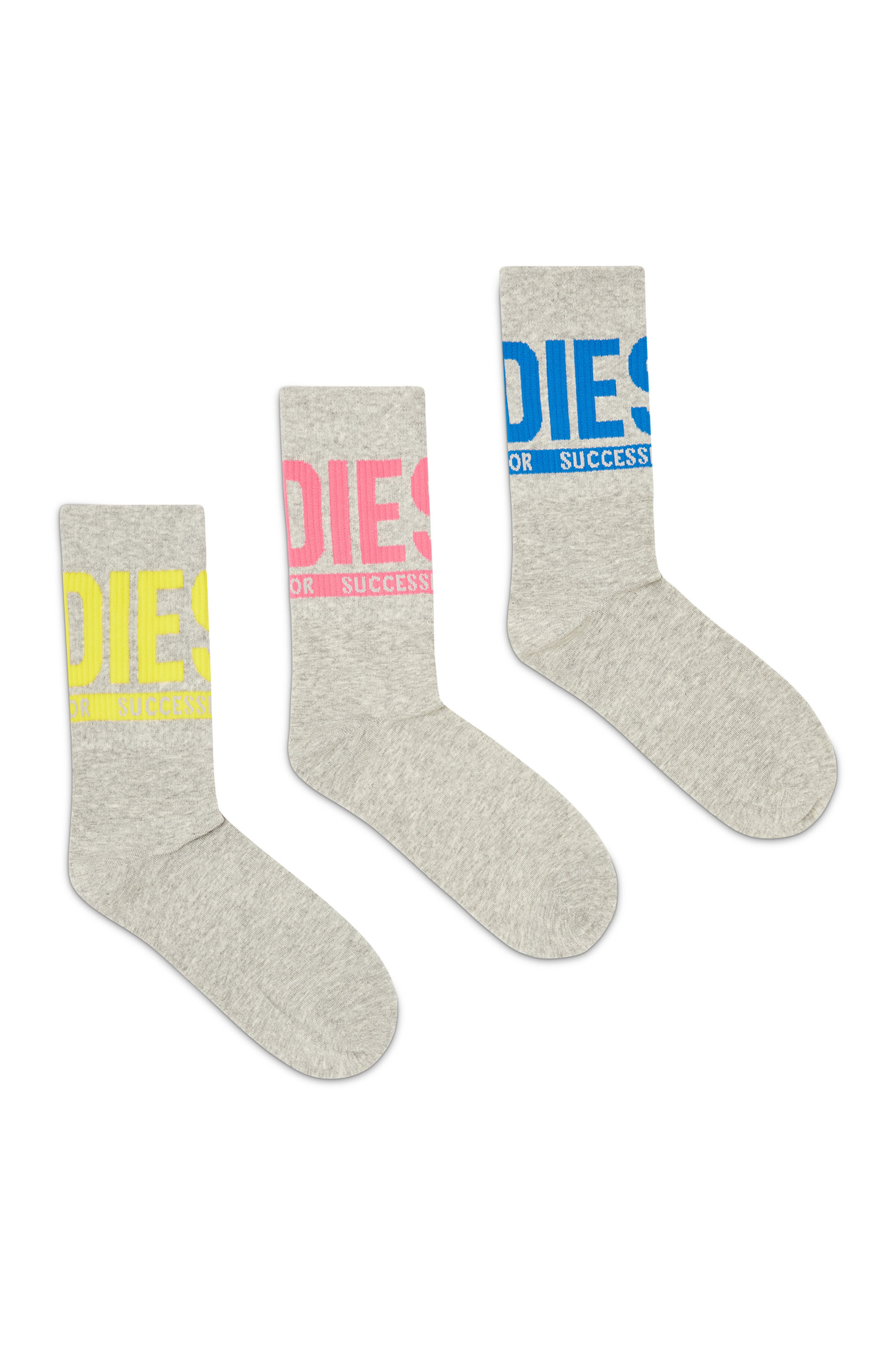 Diesel - SKM-RAY-THREEPACK, Set da tre calzini con logo sul polsino Uomo in Grigio - 1
