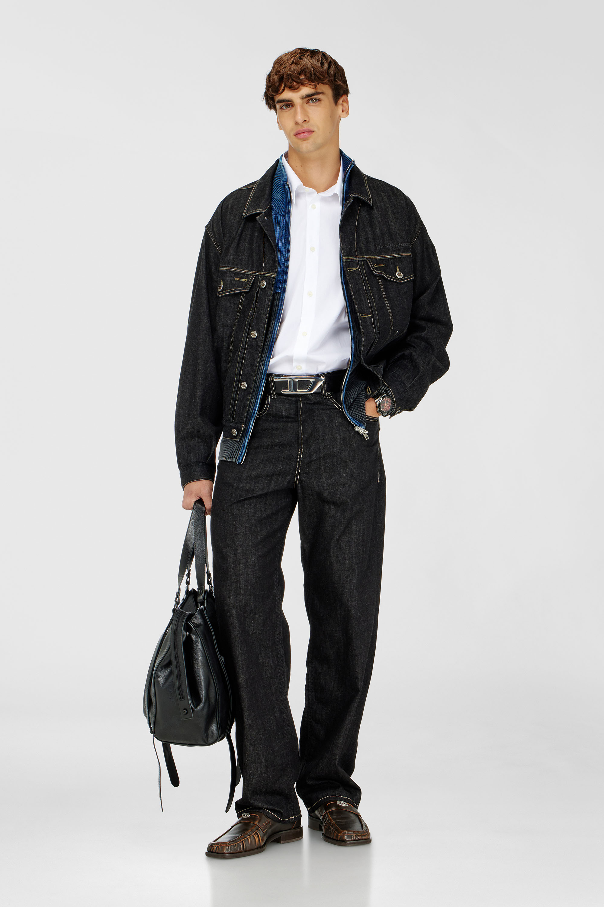 Diesel - Relaxed Jeans 2001 D-Macro 09R42 Uomo, Nero/Grigio scuro - Image 1