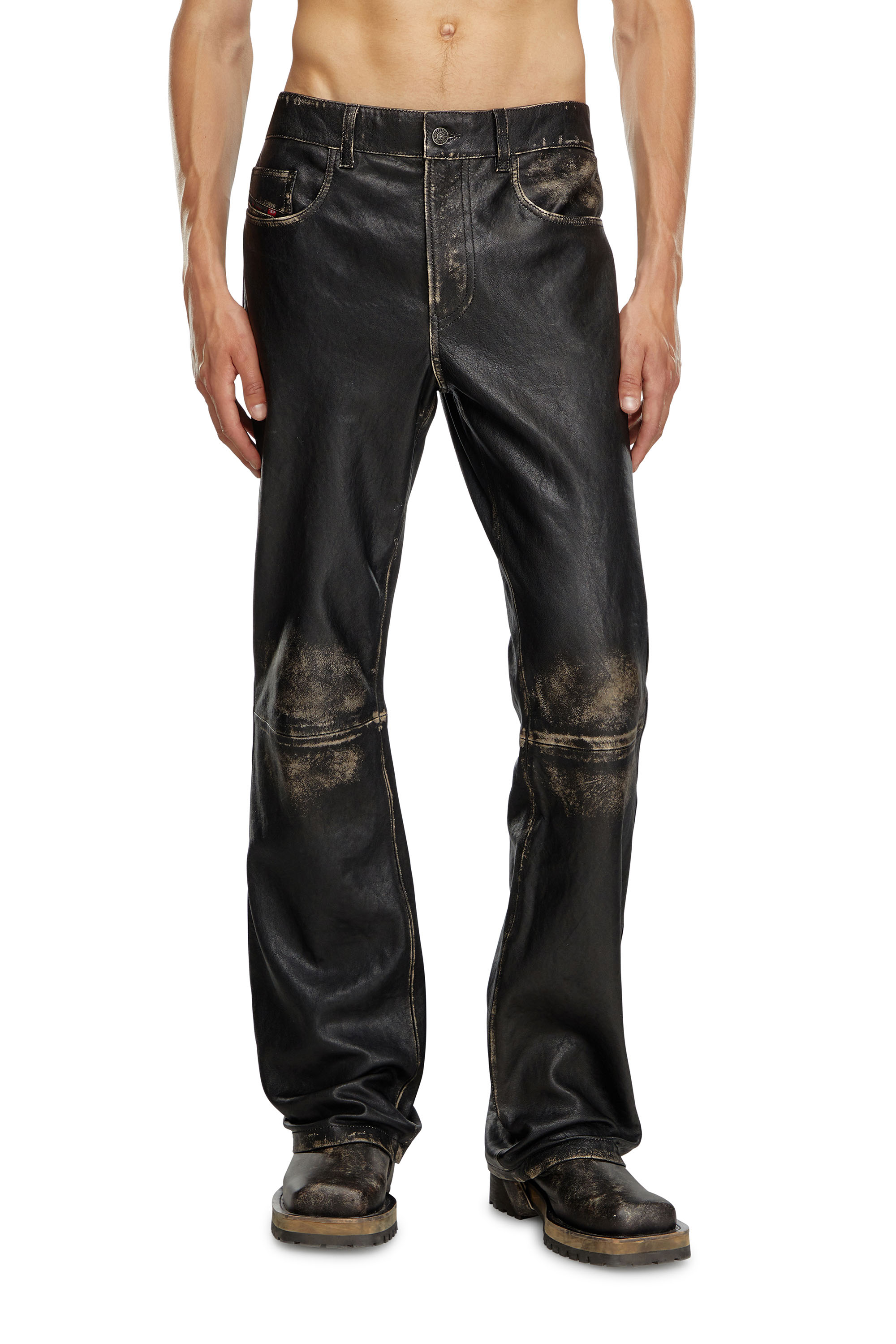 Diesel - P-BLIXIA, Uomo Distressed leather pants in Nero - Image 1
