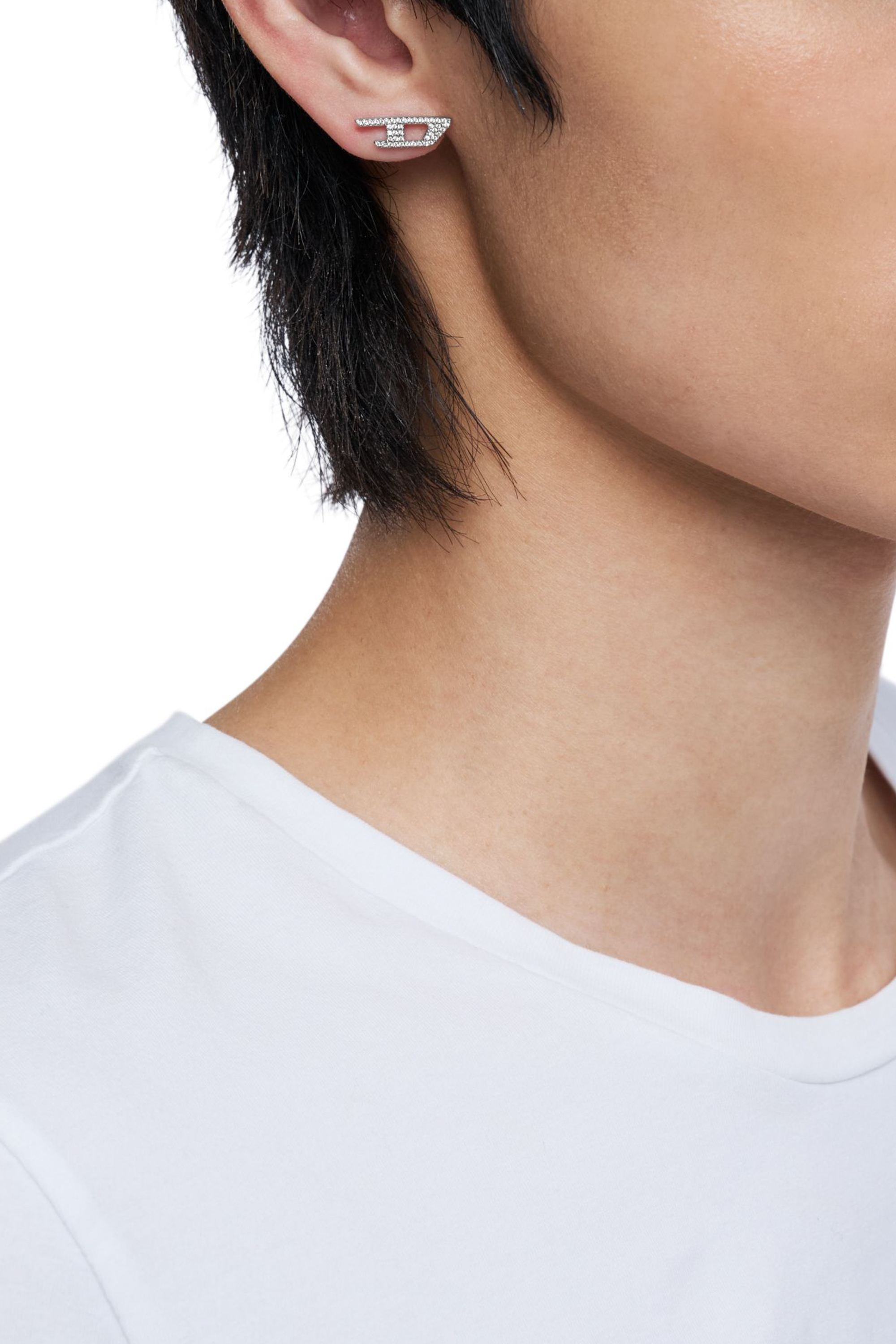 Diesel - DX1630040 JEWELLERY, Orecchino a lobo in acciaio con dettagli luminosi Unisex in Argento - 4