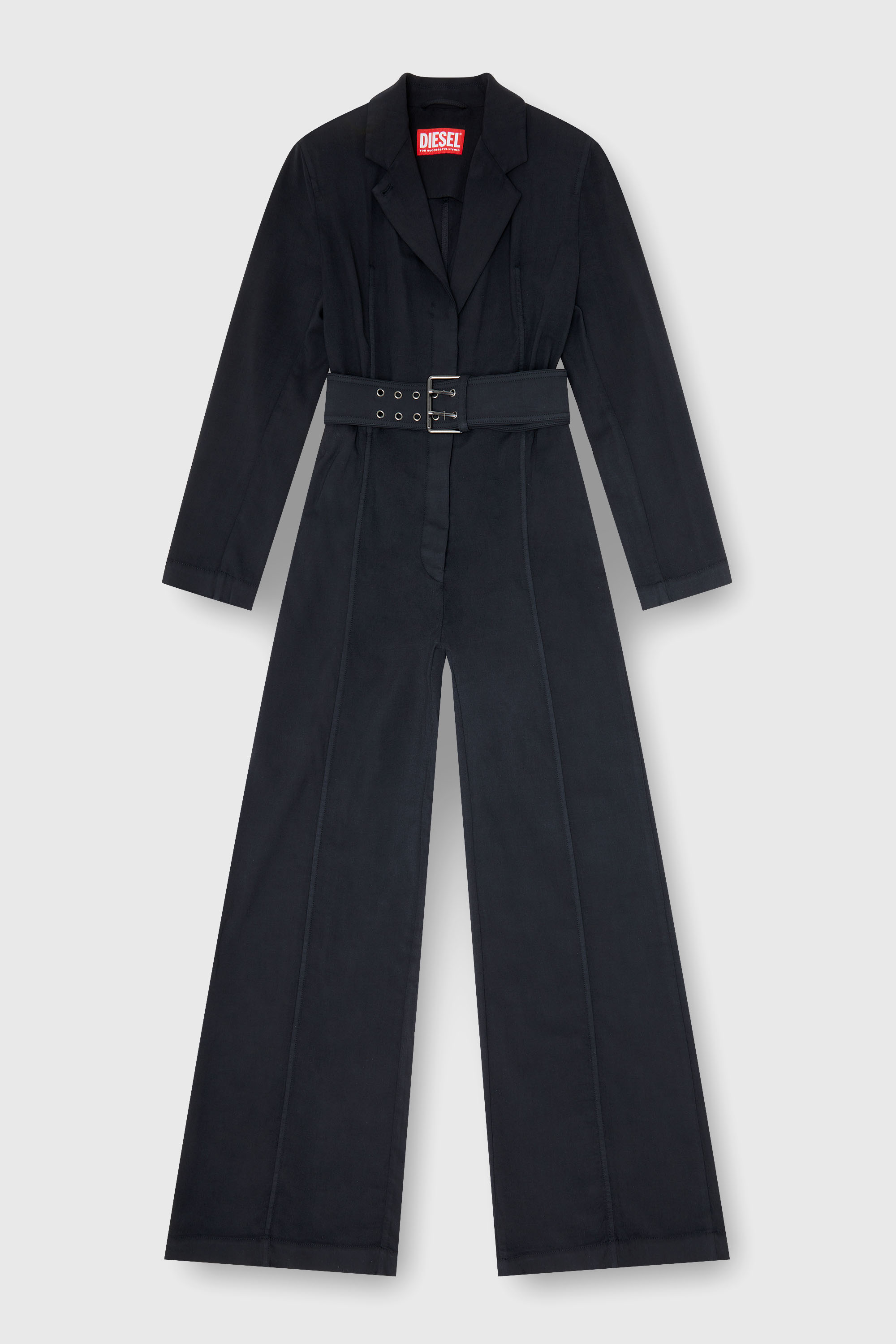 Diesel - J-AEL, Tuta blazer con cintura in stretch wool Donna in Nero - 1