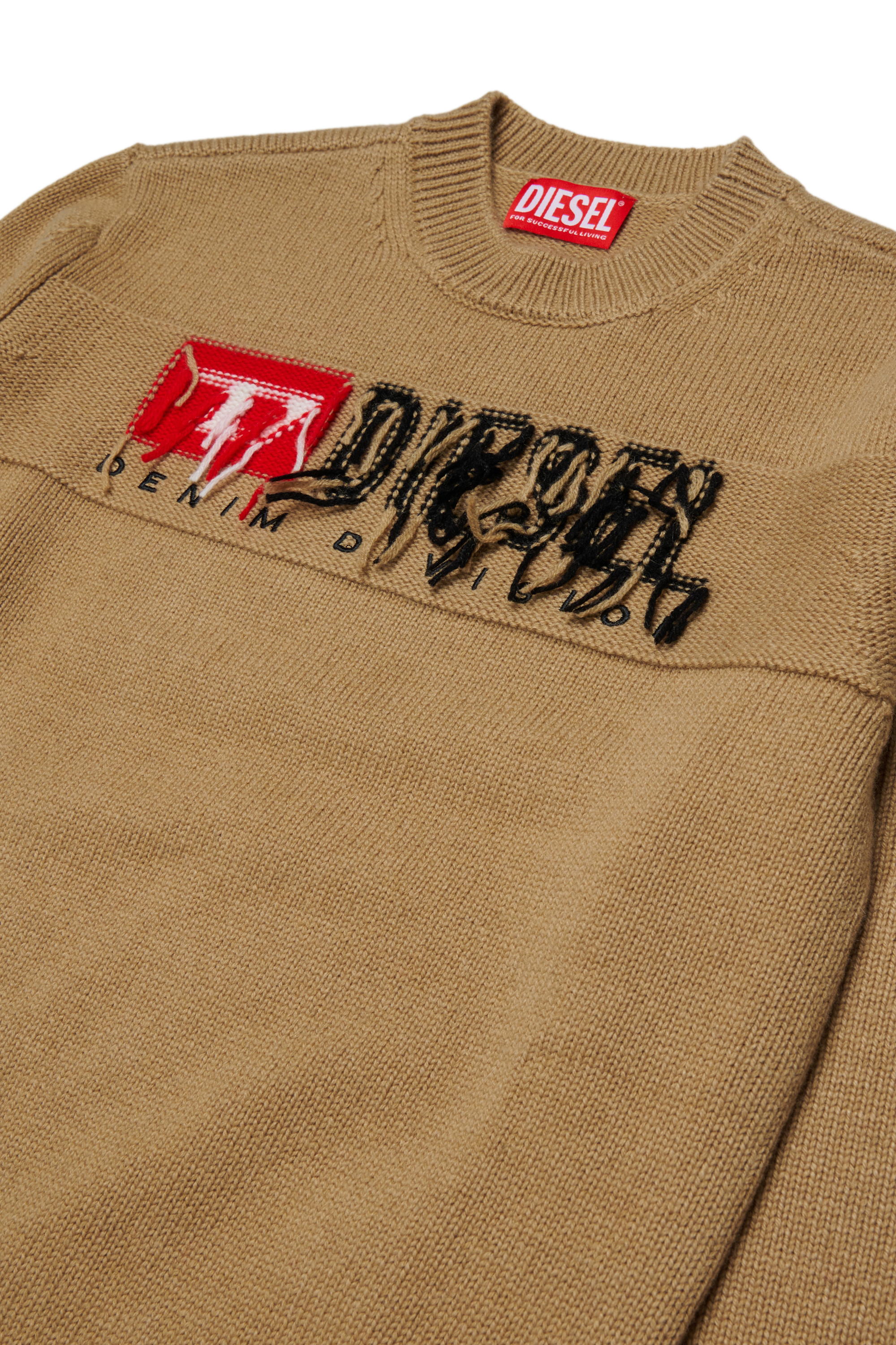Diesel - KONZI OVER, Herren Pullover mit Kaschmir-Anteil und destroyed logo in Braun - 3