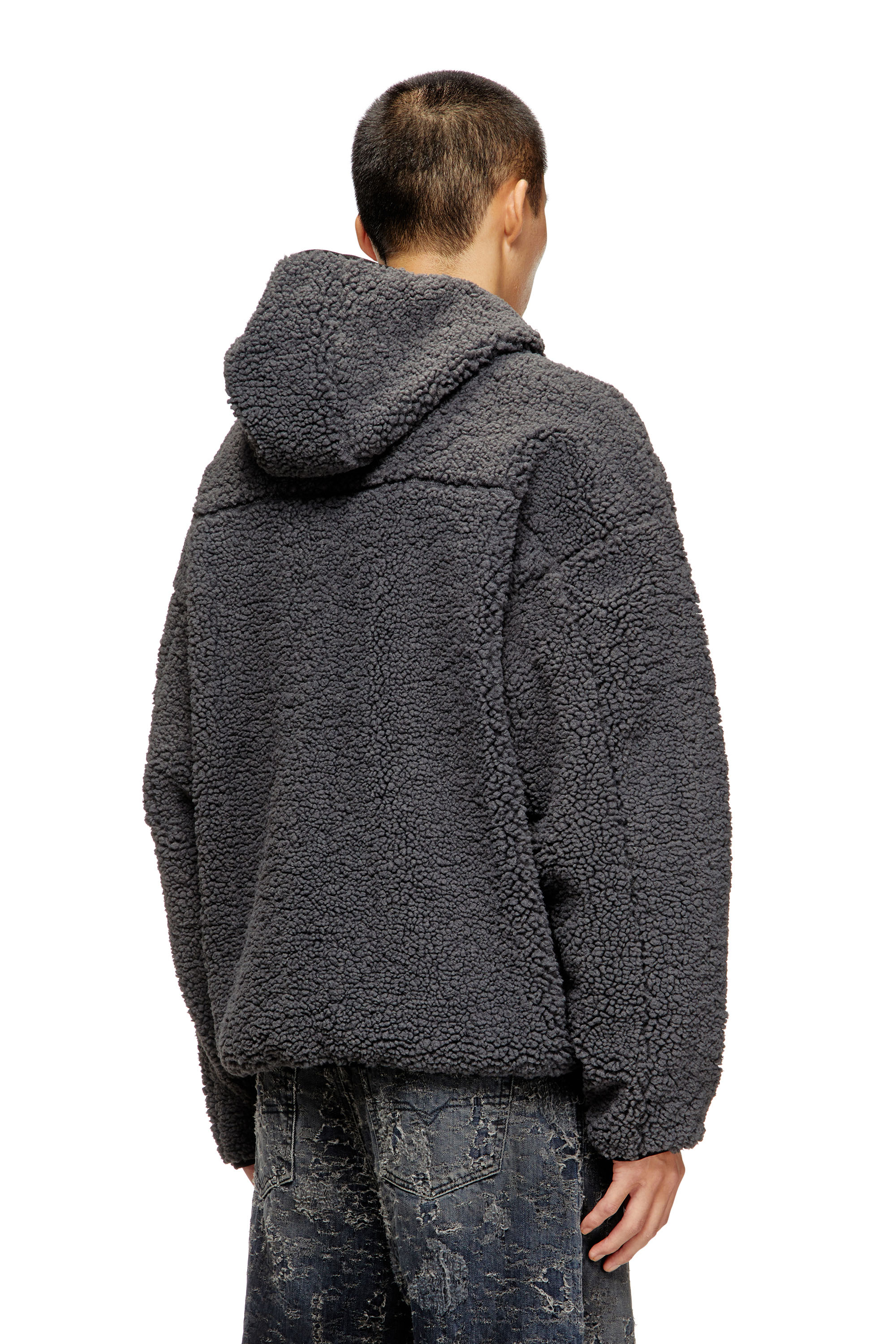 Diesel - S-ZAT, Veste à capuche en peluche Homme in Gris - 4