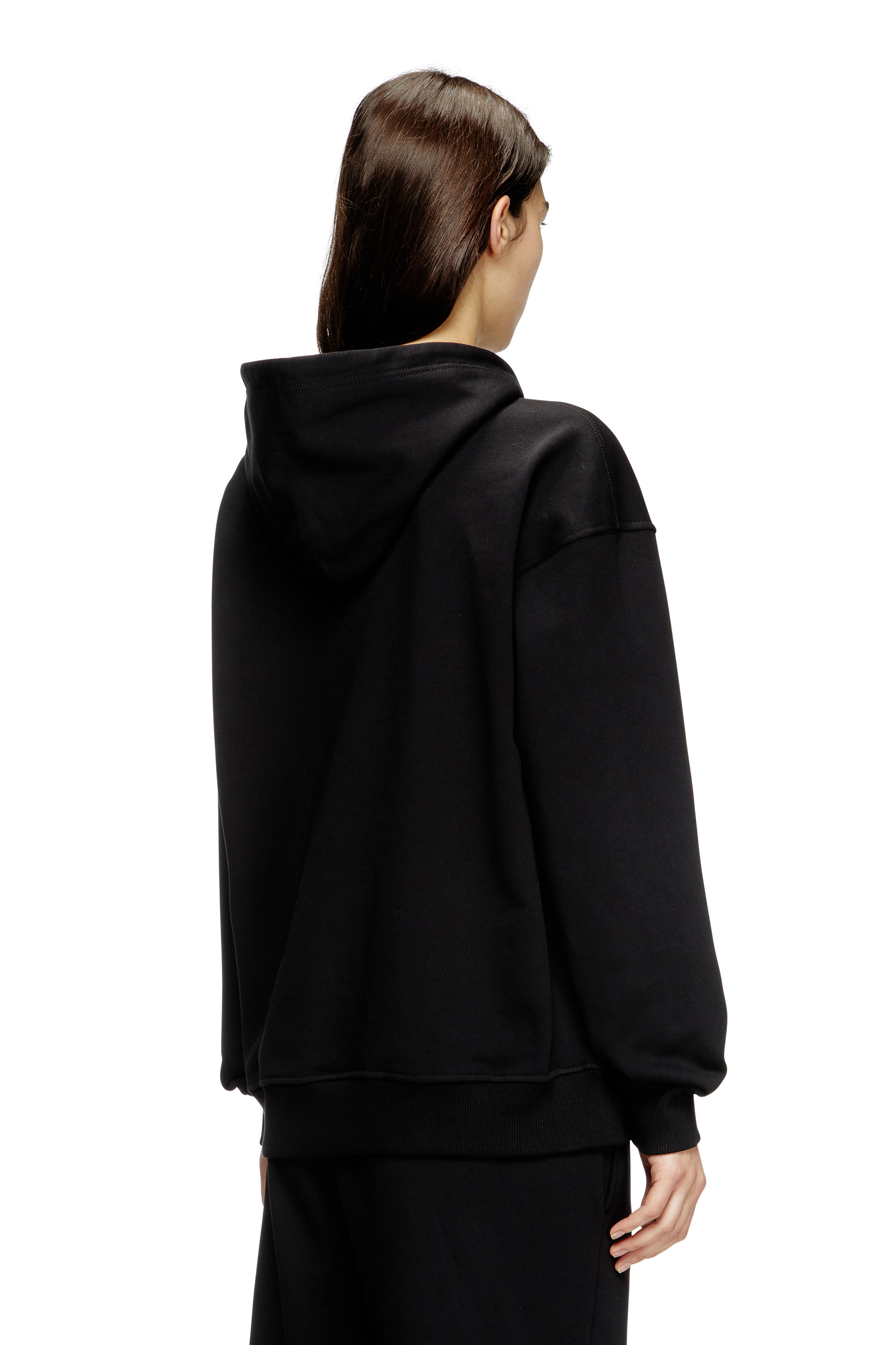 Diesel - F-BUXT-HOOD-OD, Hoodie con Oval D metallizzato Donna in Nero - 4