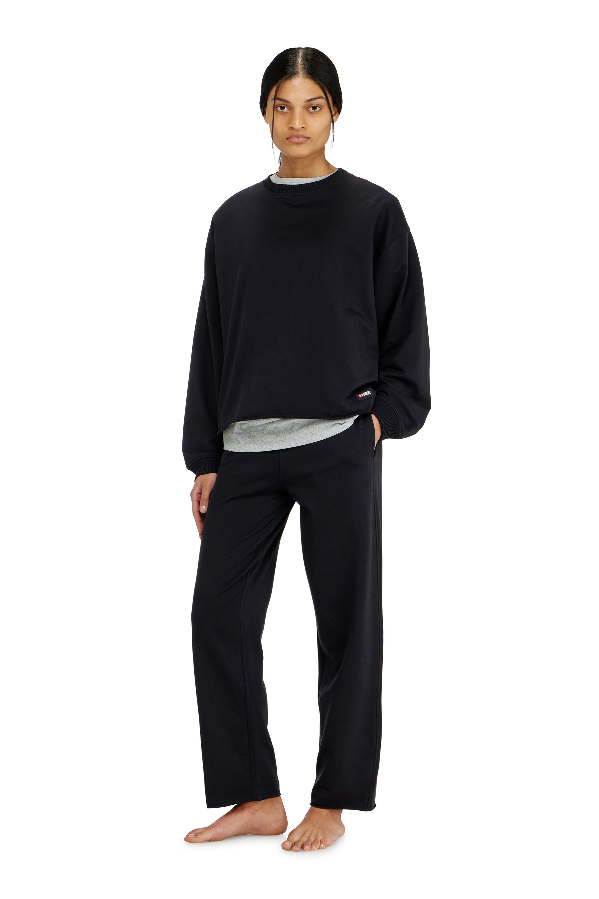 Diesel - PATRICIA-D-CORE, Damen Aufgerautes Sweatshirt mit offener Kante in Schwarz - 2