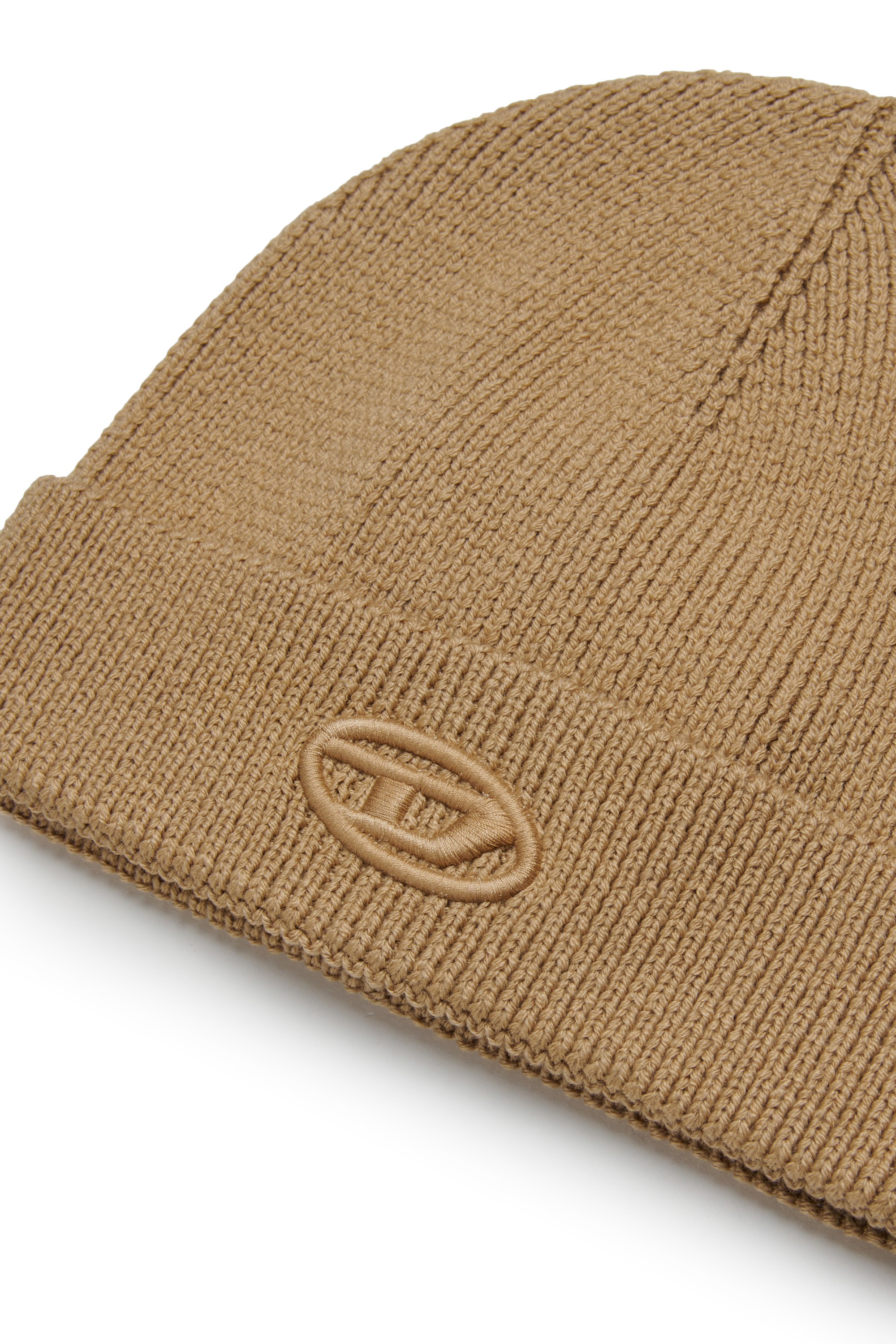 Diesel - FKCODERFULLYC, Unisex Wollmütze mit gesticktem Logo in Hellbraun - 3