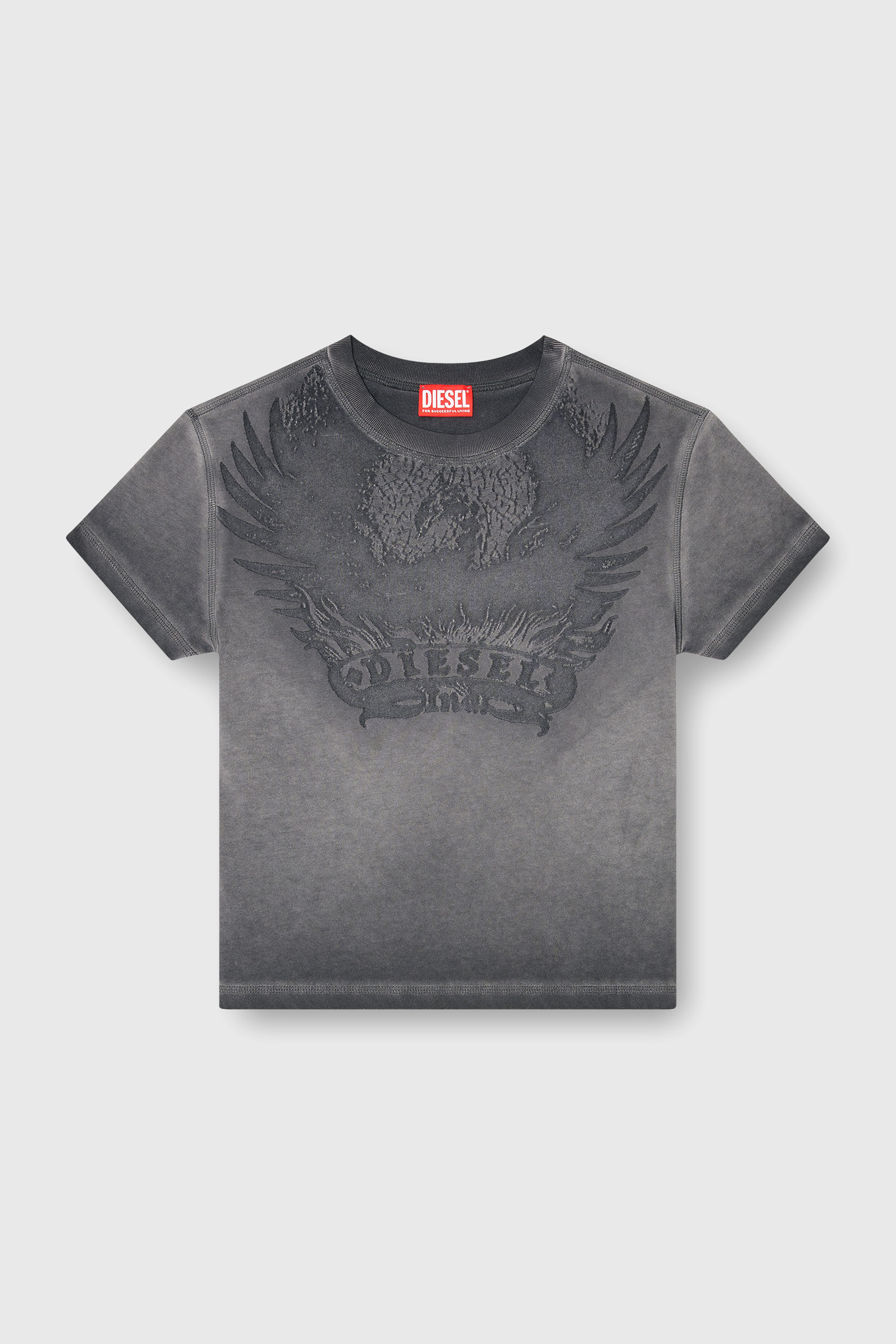 Diesel - T-ILA-AA7, T-shirt slim con d&eacute;vor&eacute; Phoenix Donna in Grigio - 2
