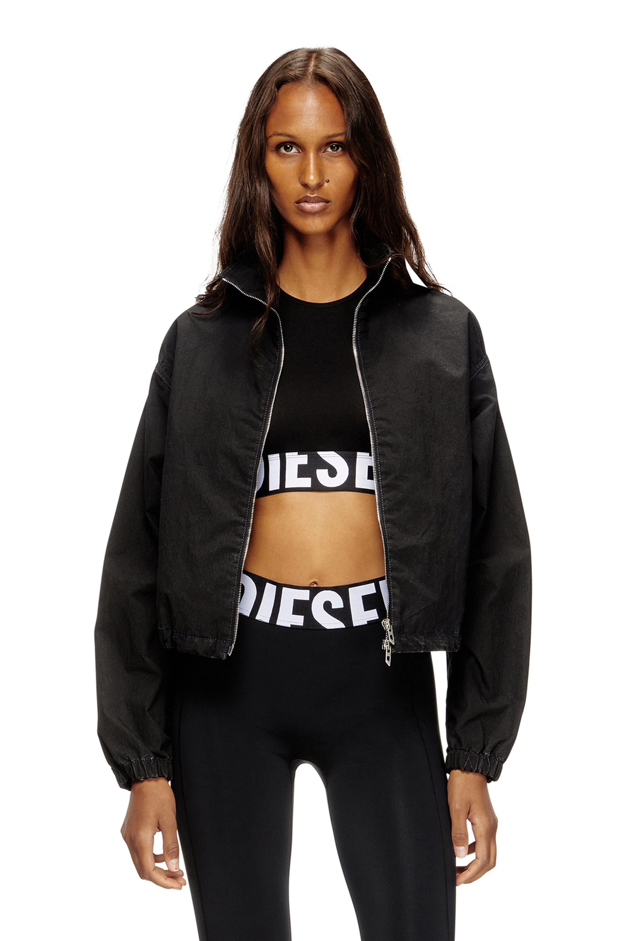 Diesel - ADA-D-POP, Crop top con logo tagliato Donna in Nero - 4