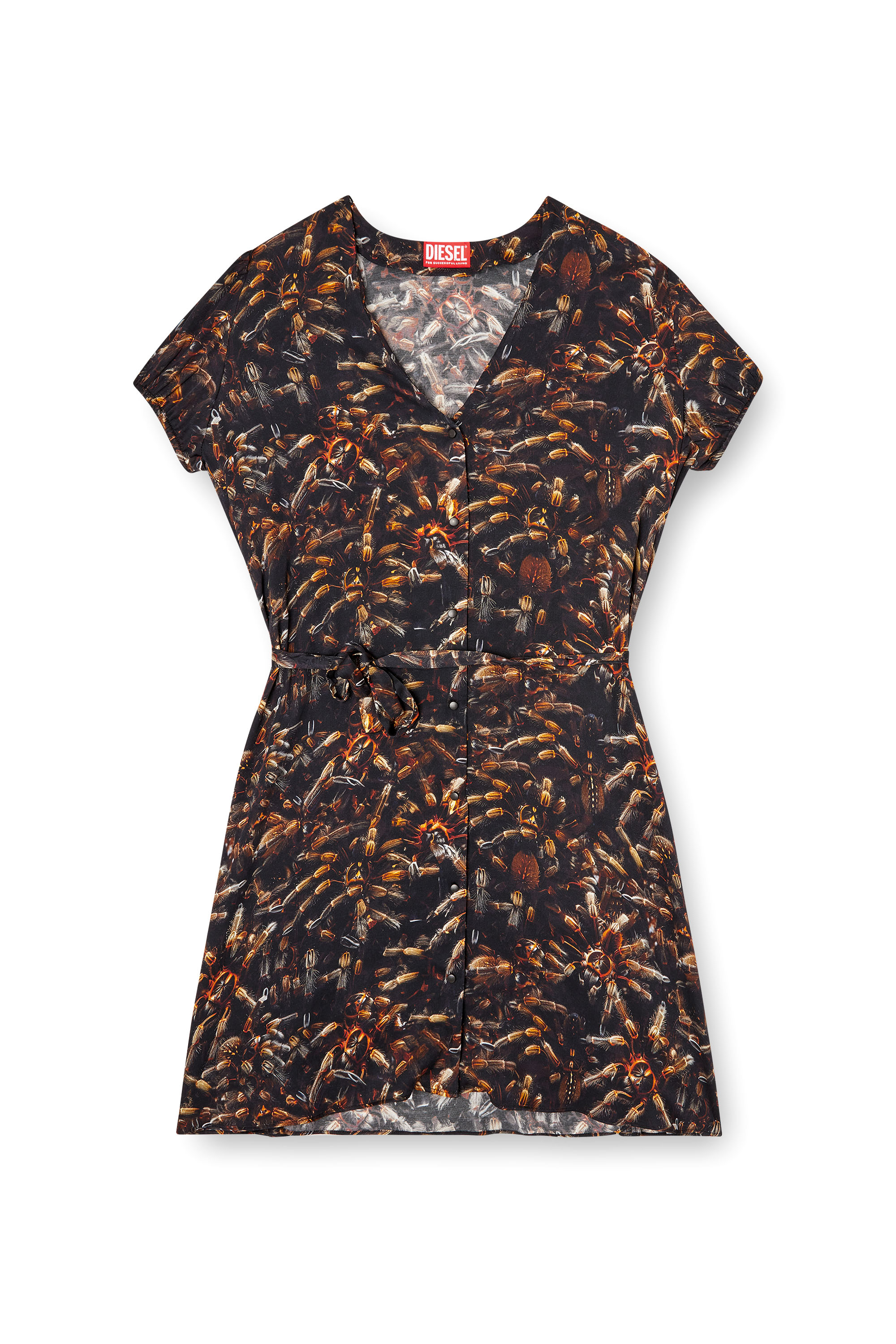 Diesel - D-OLLISH, Damen Kleid aus Viskose mit Gürtel in der Taille in Schwarz - 2