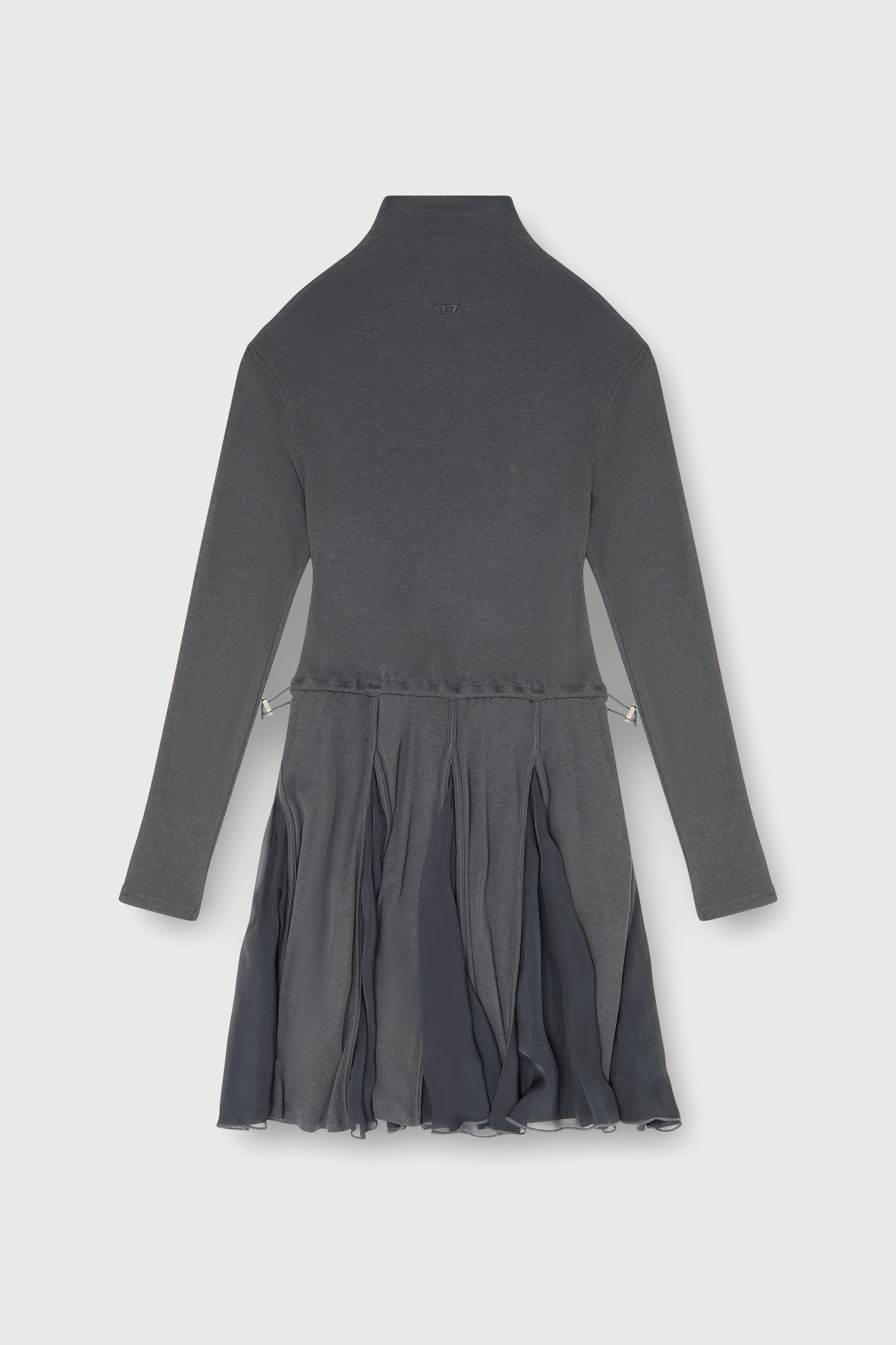 Diesel - D-REI, Abito mini a collo alto in jersey e chiffon Donna in Grigio - 1