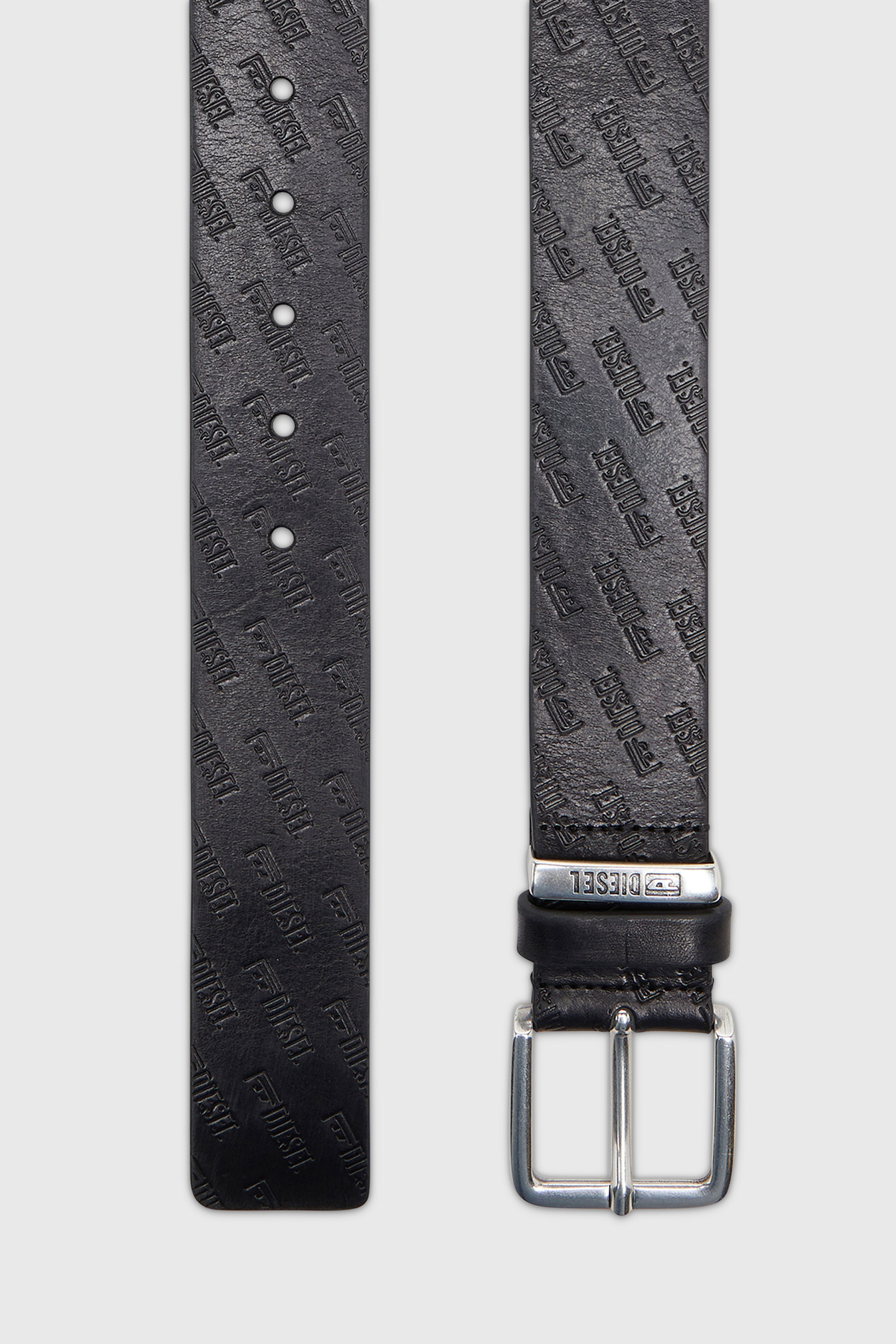 Diesel - B-MONOGRAM DSL, 4 cm ceinture en cuir avec logo Diesel emboss&eacute; all-over Homme in Noir - 2