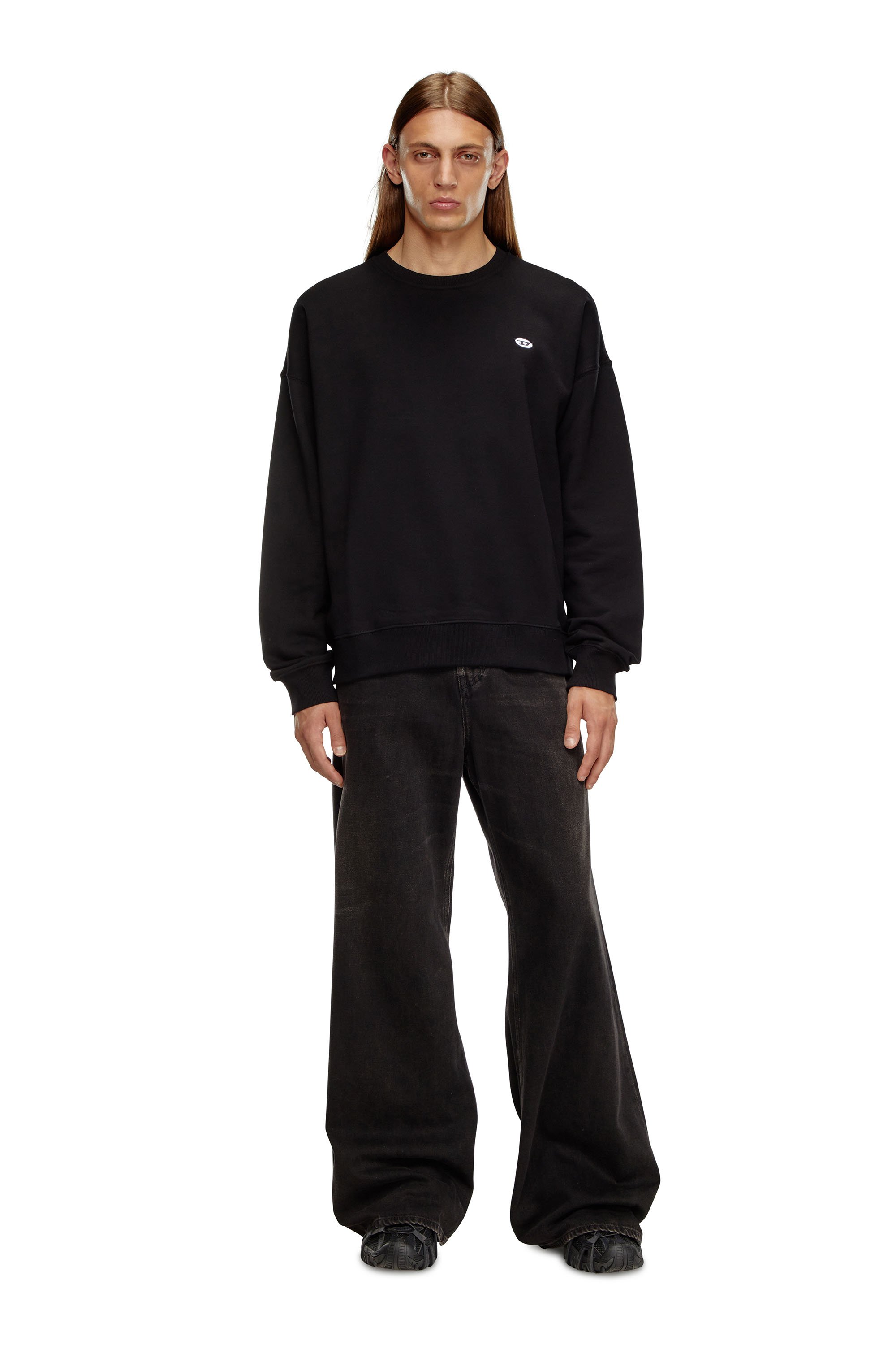 Diesel - S-ROB-DOVAL-PJ, Man Sweatshirt with oval D patch in Black - Image 2