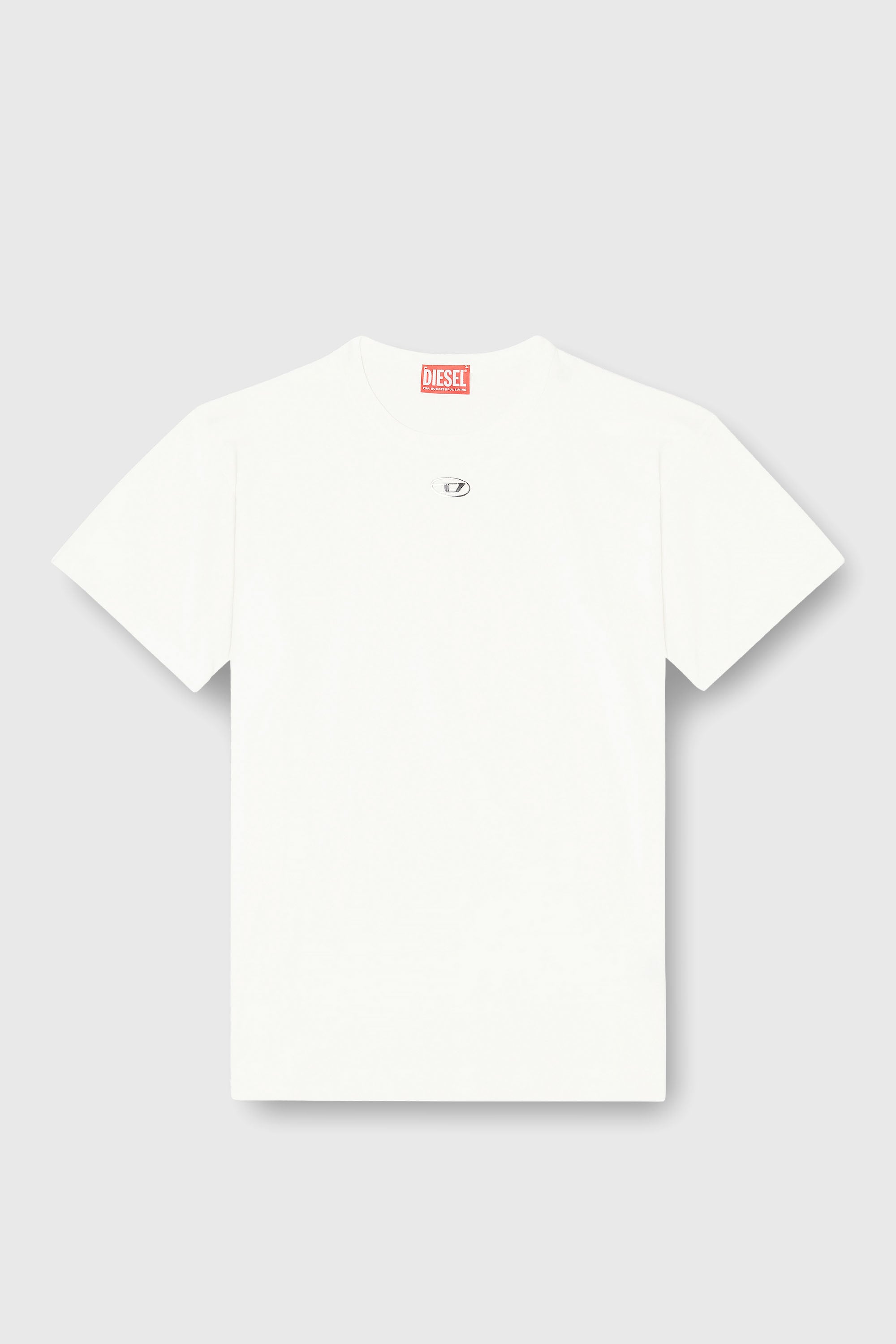 Diesel - T-NORMY-OD-S1, Damen Baumwoll-T-Shirt mit metallischem Oval D in Wei&szlig; - 2