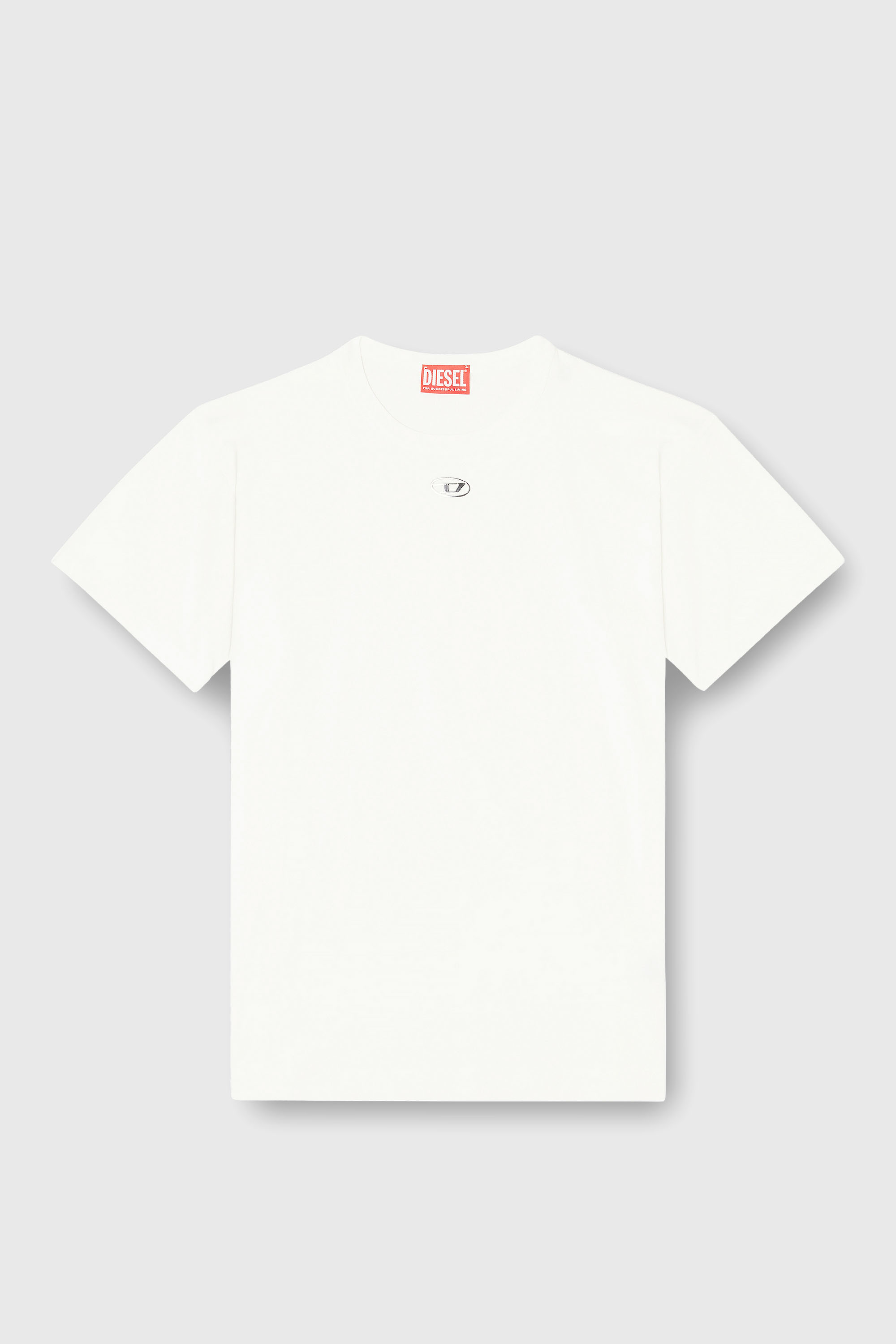 Diesel - T-NORMY-OD-S1, T-shirt in cotone con Oval D metallizzato Donna in Bianco - 2