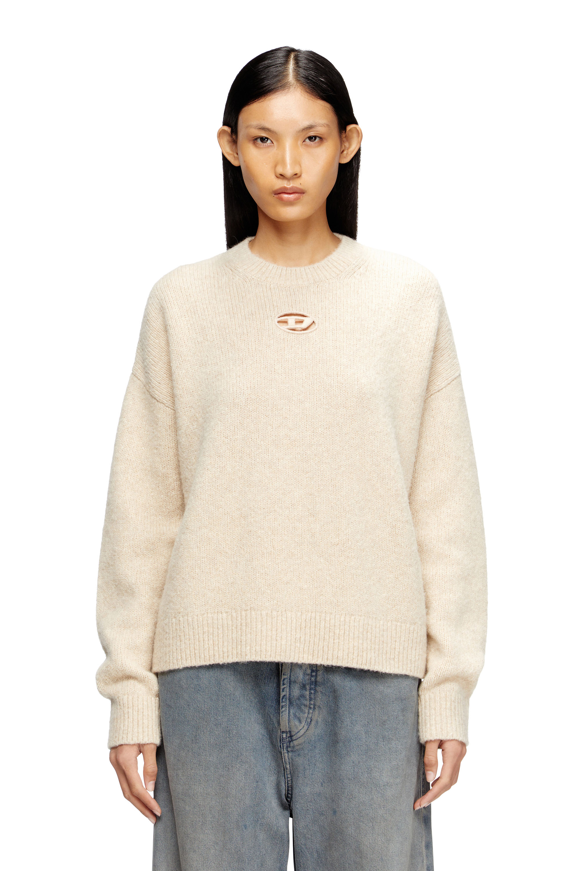Diesel - M-AREETA, Jumper in wool and alpaca blend Donna in Beige - 1