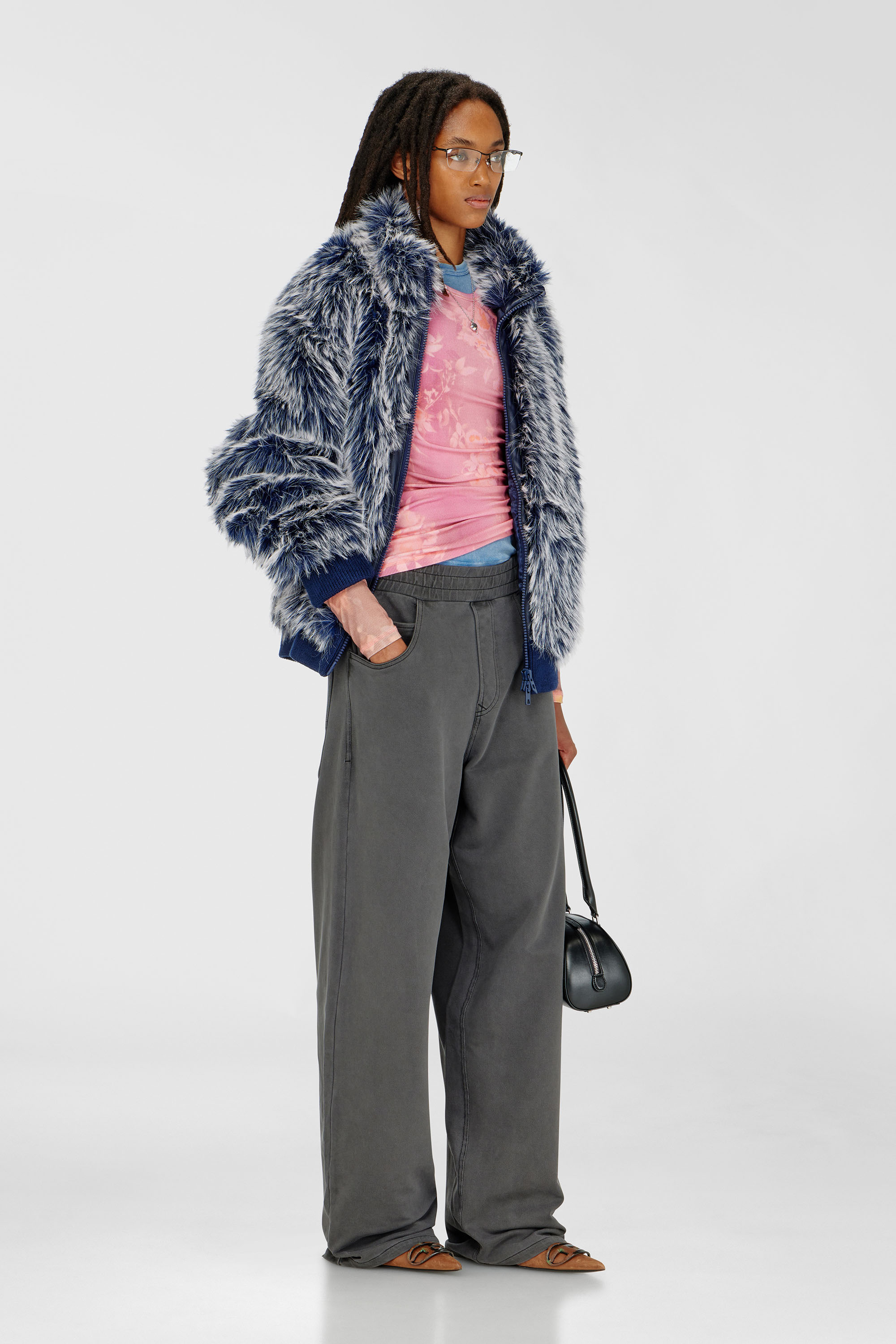 Diesel - T-MOKY-LS, Top in jersey a costine con stampa floreale Donna in Rosa - 2