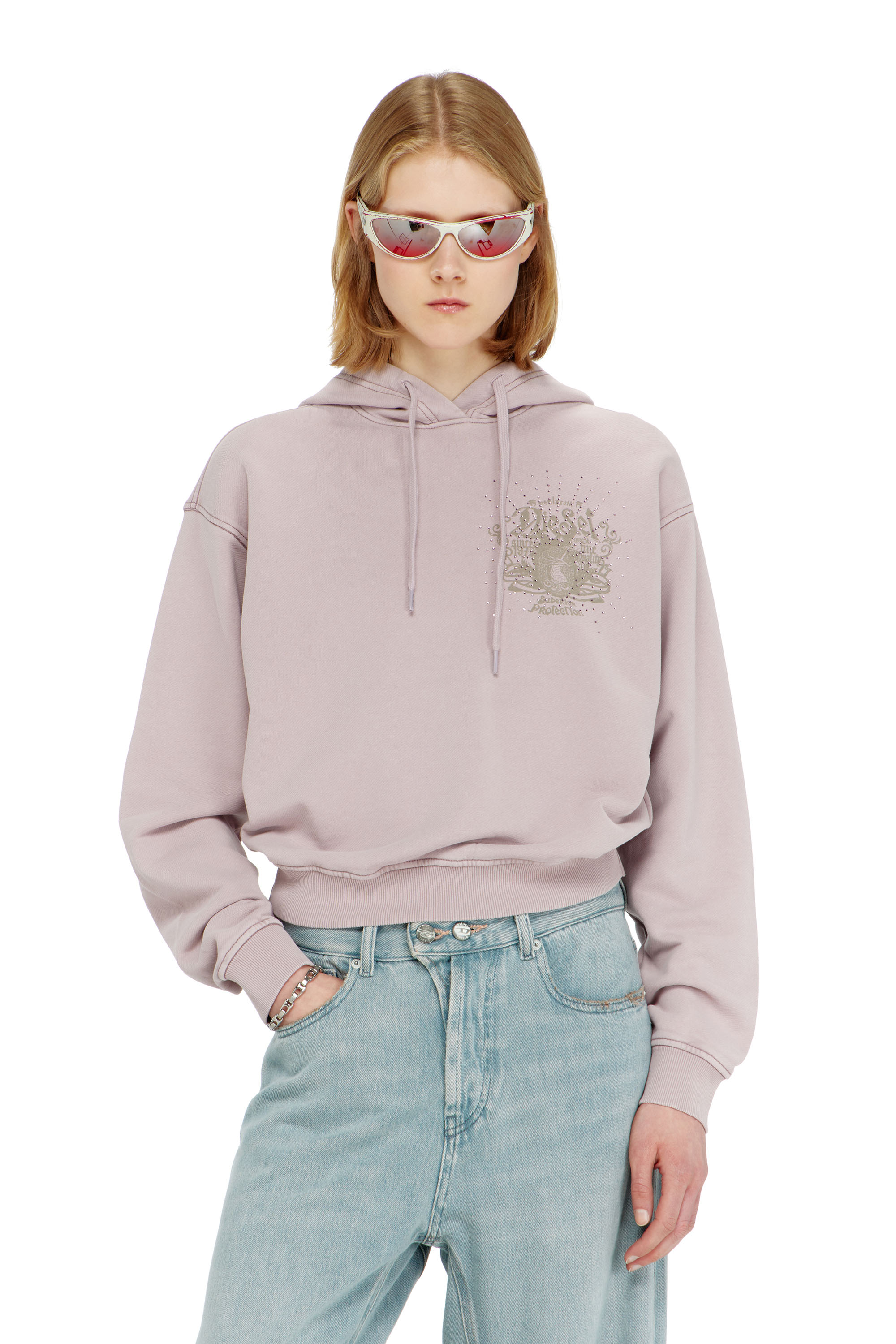 Diesel - F-PHOENY, Felpa con cappuccio con stampe e applicazioni di strass Donna in ToBeDefined - 1