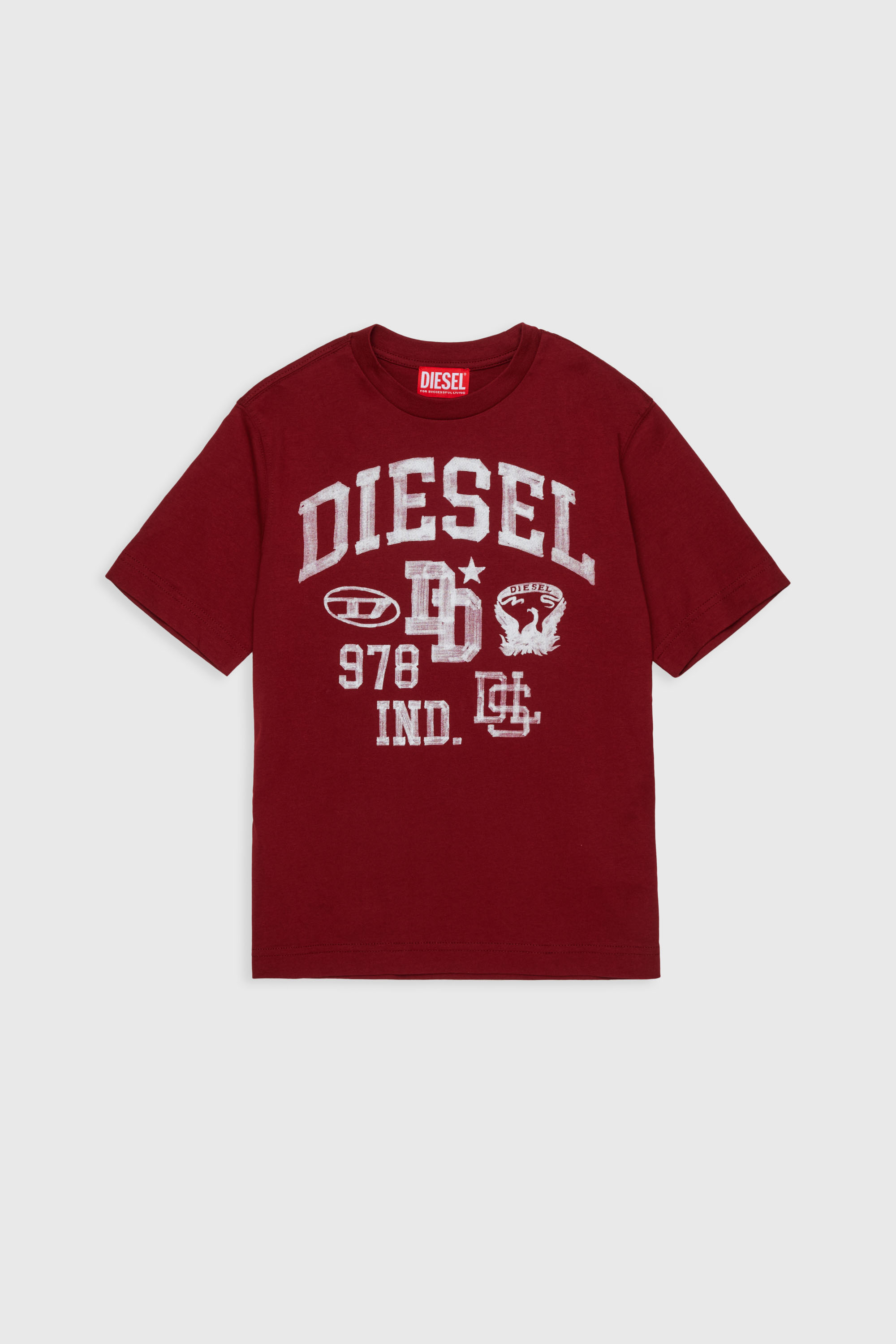 Diesel - TBAND OVER, T-shirt en coton avec motifs varsity Homme in Rouge - 1