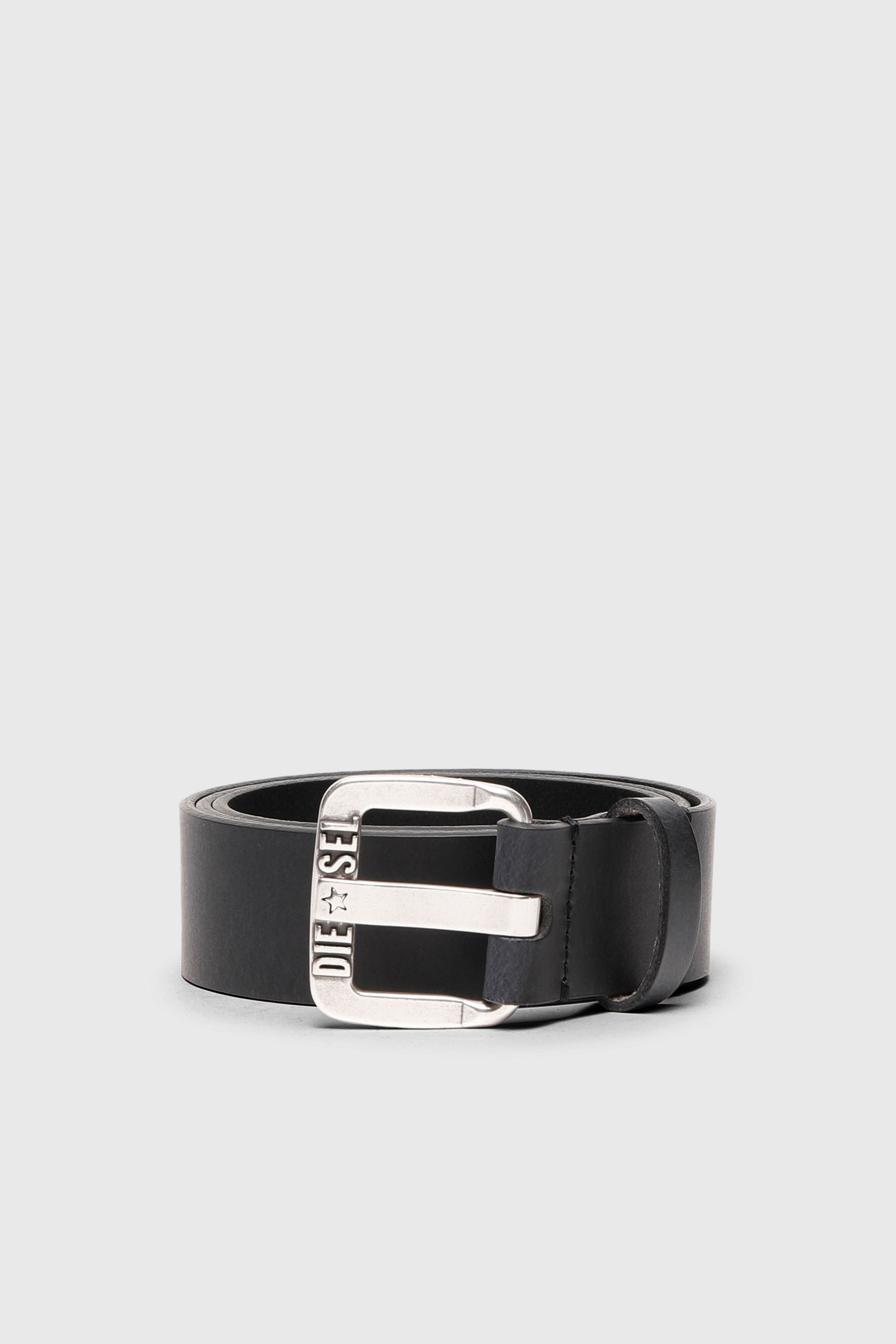Diesel - B-STAR II, Ceinture 3.9 cm en cuir avec boucle logo &eacute;toile en m&eacute;tal Homme in Noir - 1