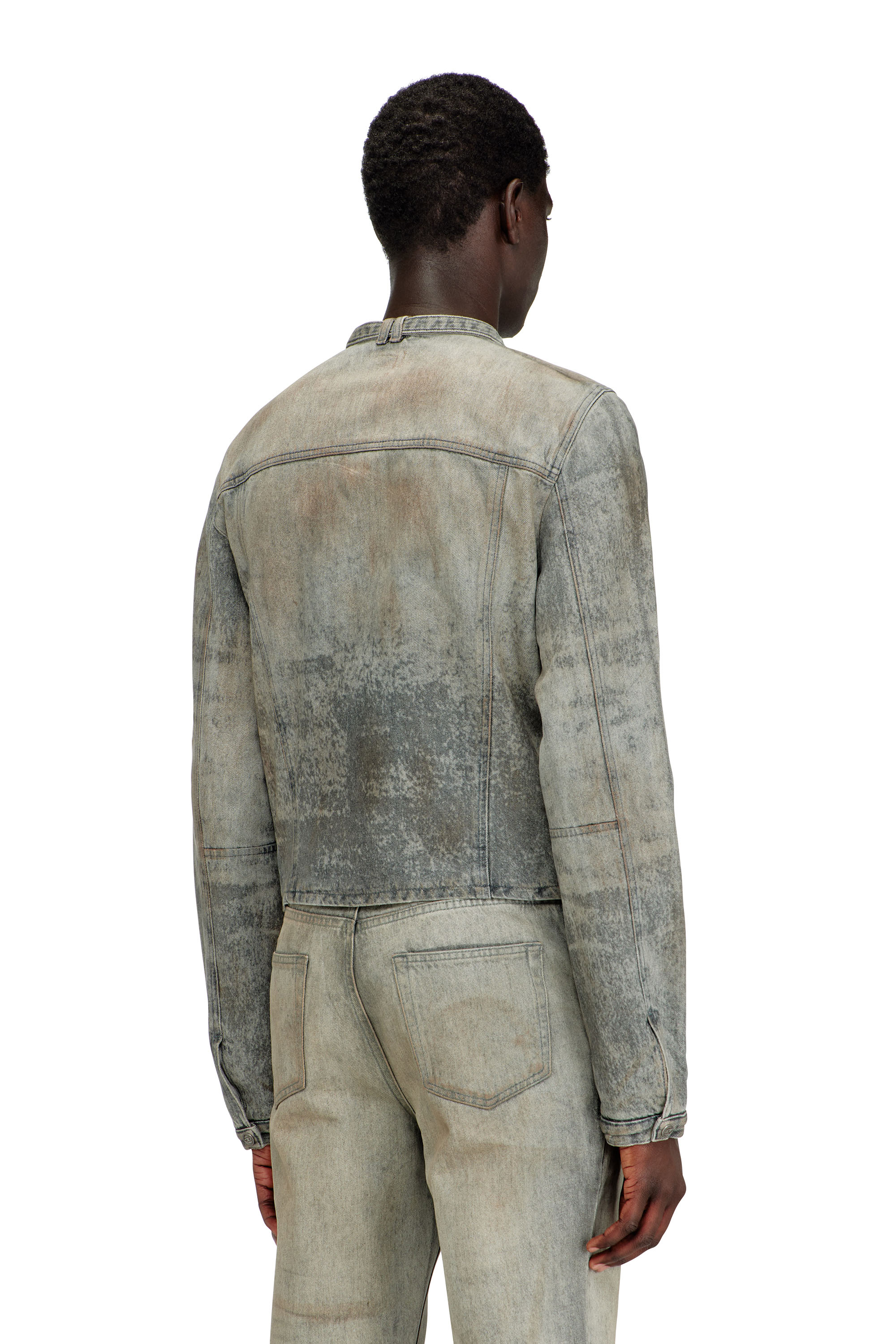 Diesel - D-VULMAR-FSI, Veste en denim satin de coton-chanvre Homme in Gris - 4