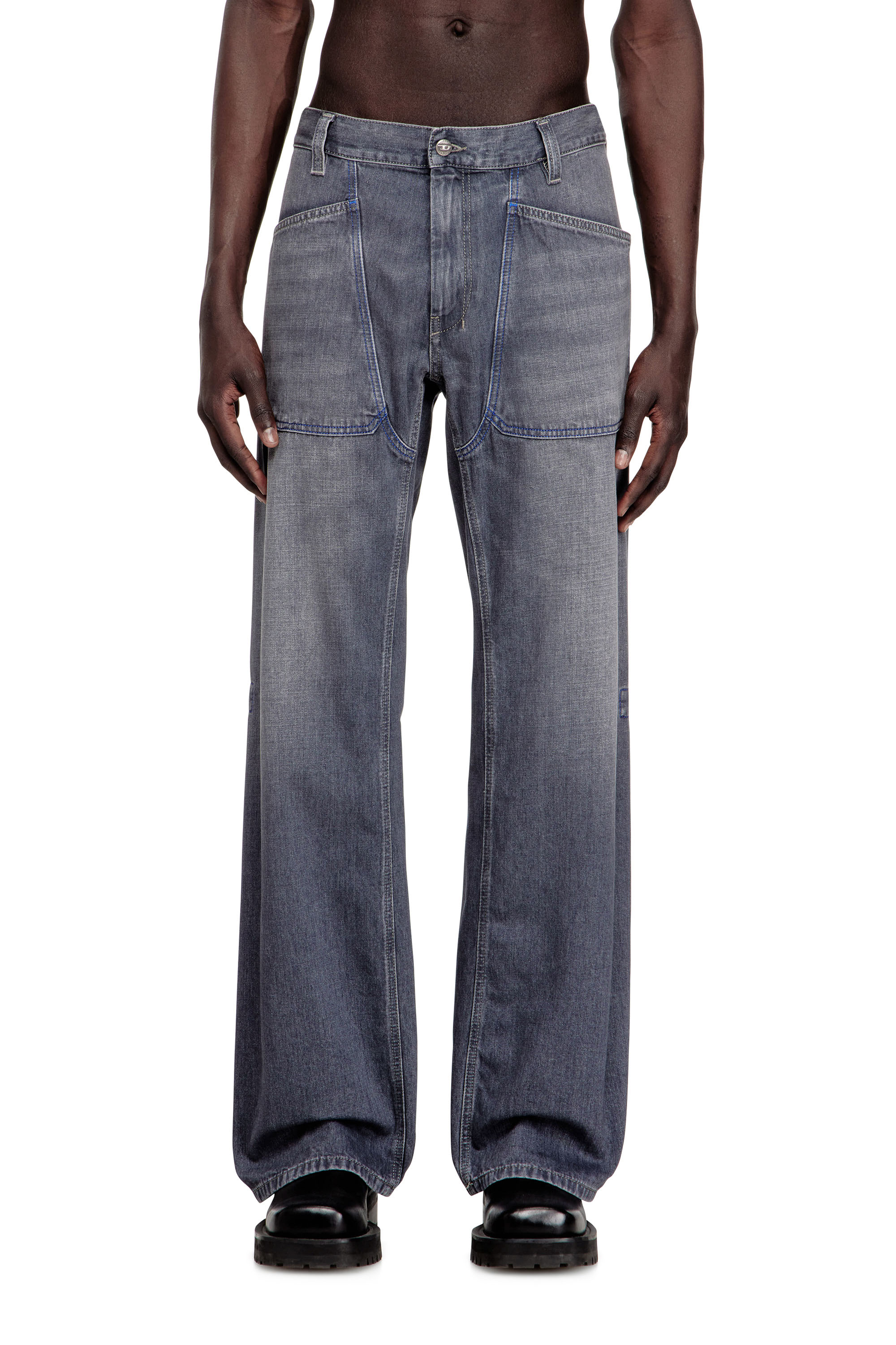 Diesel - Relaxed Jeans D-Zeta 09N83 Uomo, Grigio - Image 1