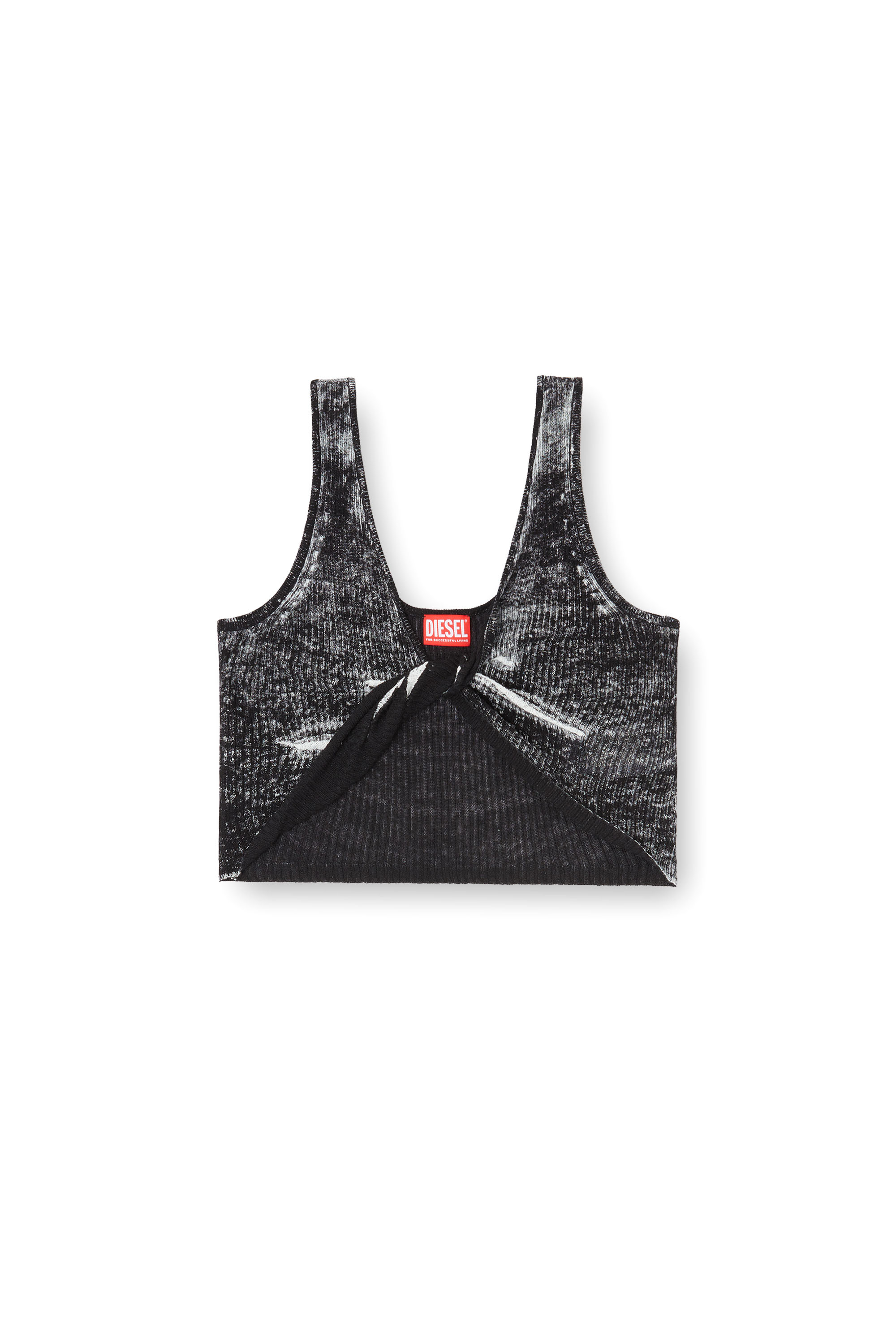 Diesel - M-LILAS, D&eacute;bardeur en lin &agrave; effet torsad&eacute; sur le devant avec imprim&eacute; invers&eacute; Femme in Noir - 3