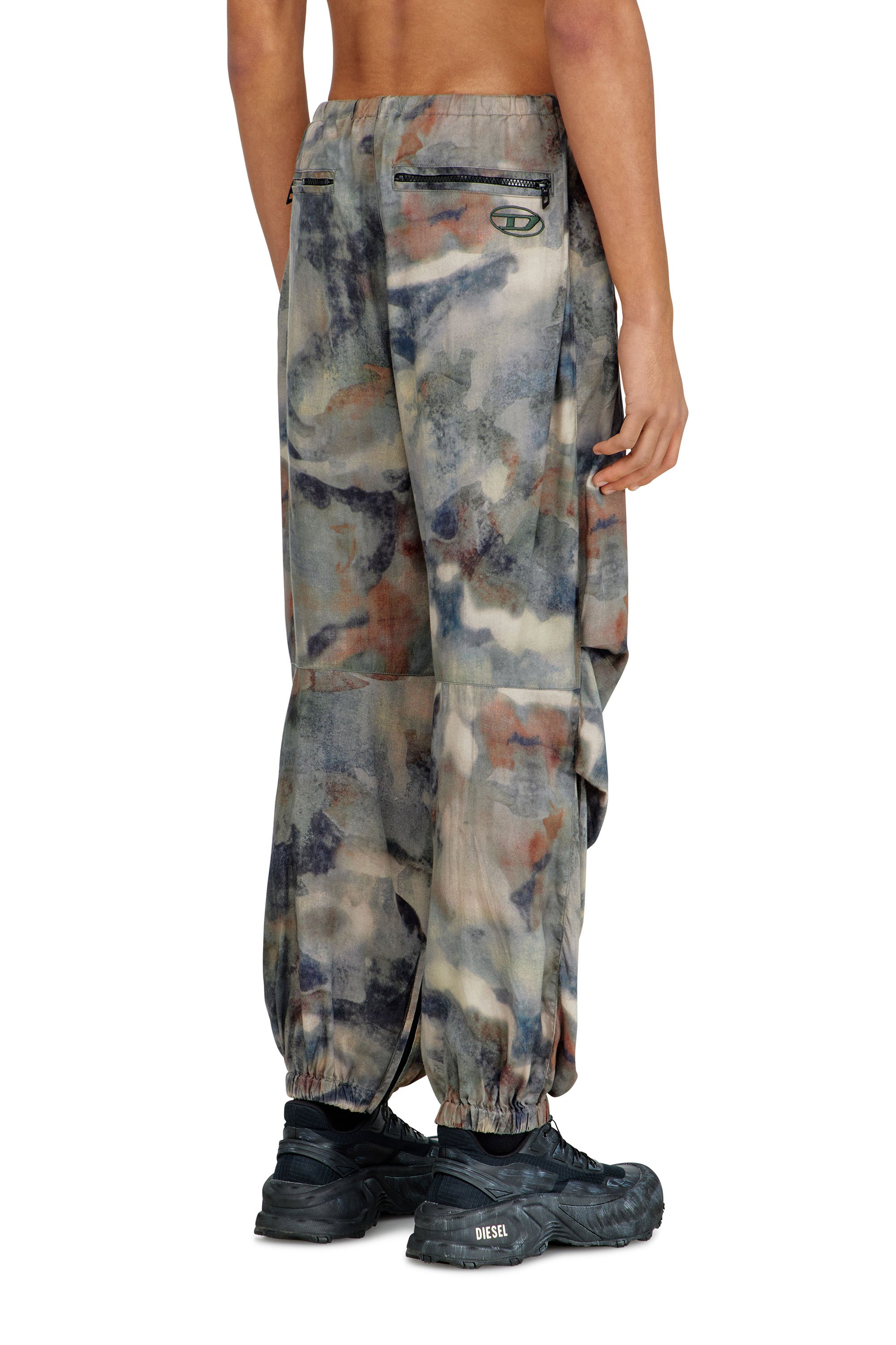 Diesel - P-STITCH-TKBZ, Man's Cargo pants in printed fabric in Blue/Brown - 4