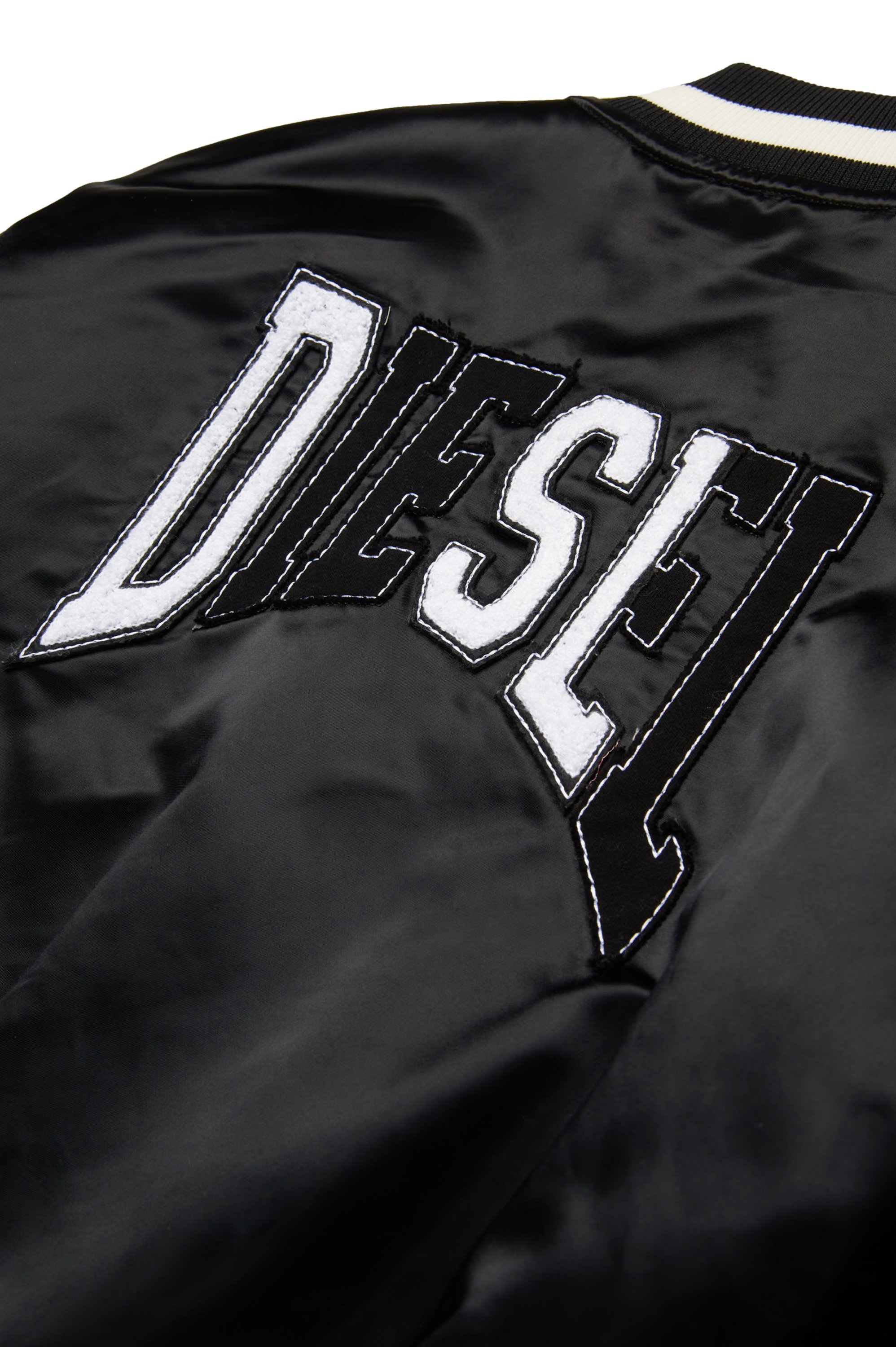 Diesel - JSTART, Veste bomber universitaire rembourrée en satin Homme in Noir - 4