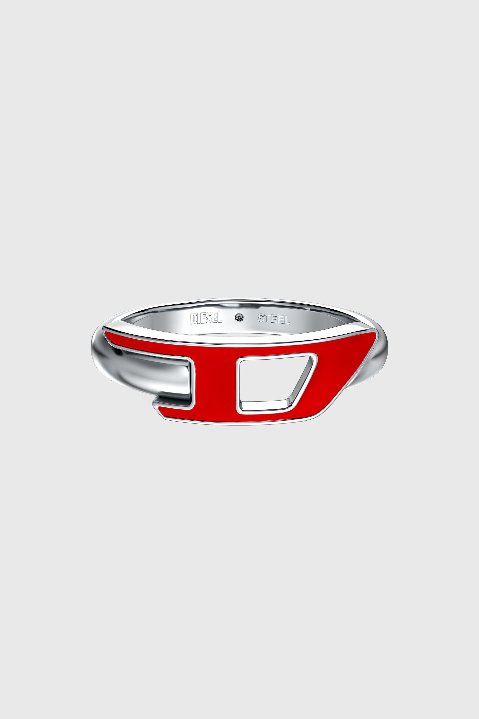 Diesel - DX1688040 JEWELLERY, Unisex Edelstahl-Ring in Silber/Rot - 4