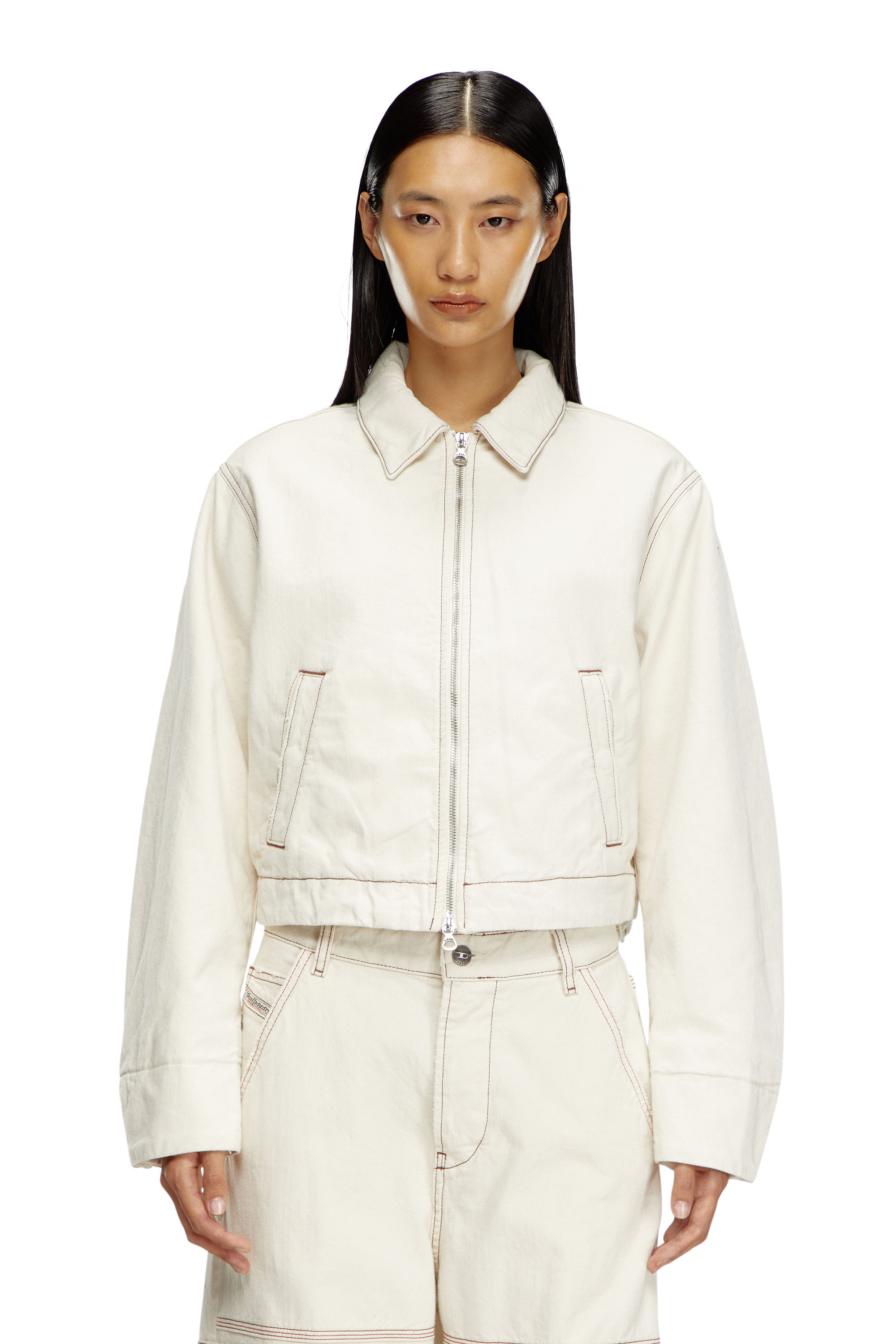 Diesel - DE-NOVA, Woman Padded jacket in clean-wash denim in White - Image 6