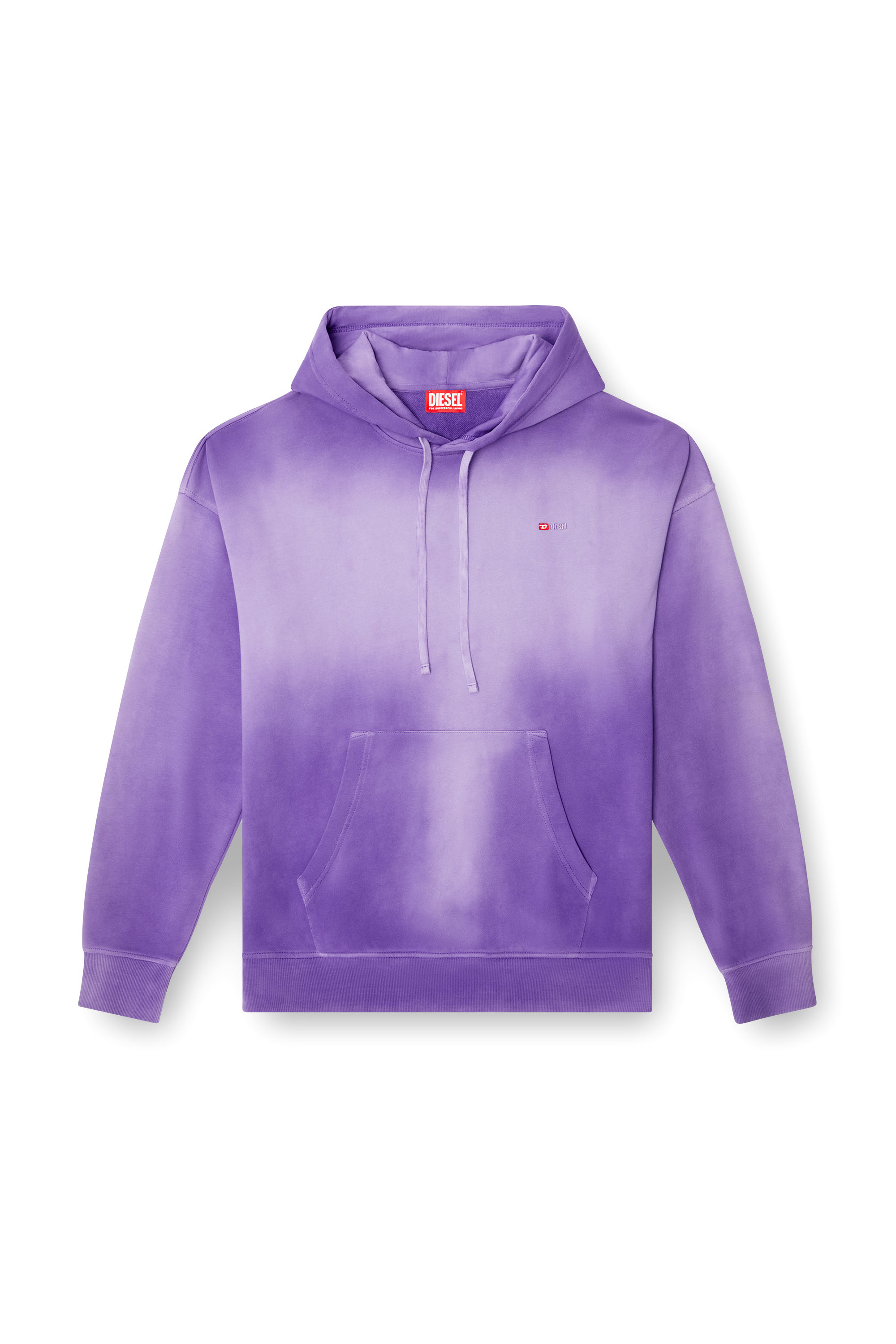 Diesel - S-ROB-HOOD-R2, Sweat-shirt à capuche délavé avec micro-logo brodé Homme in Violet - 3