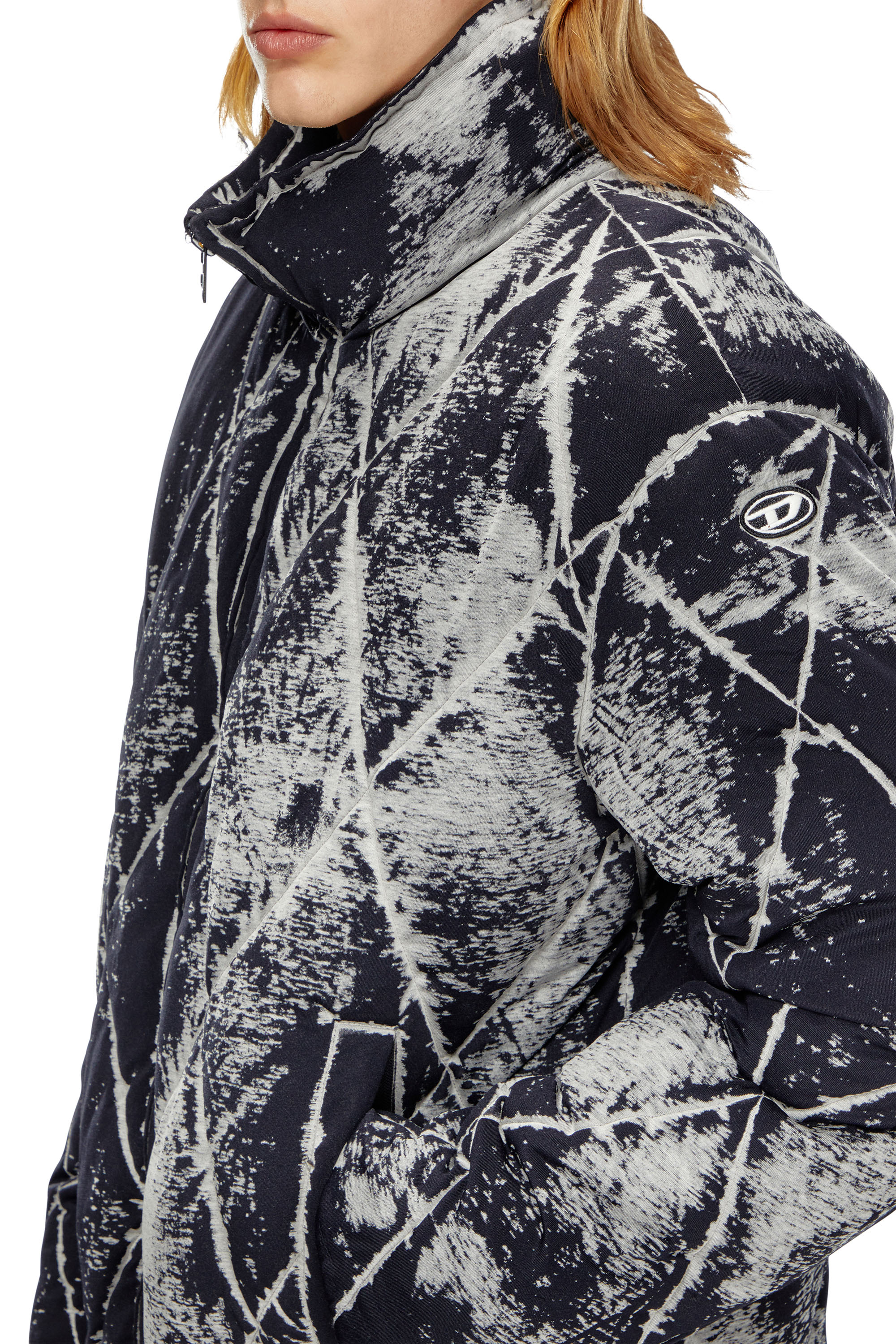 Diesel - W-MARCEL, Homme Veste polaire en jersey découpé in Noir - Image 5
