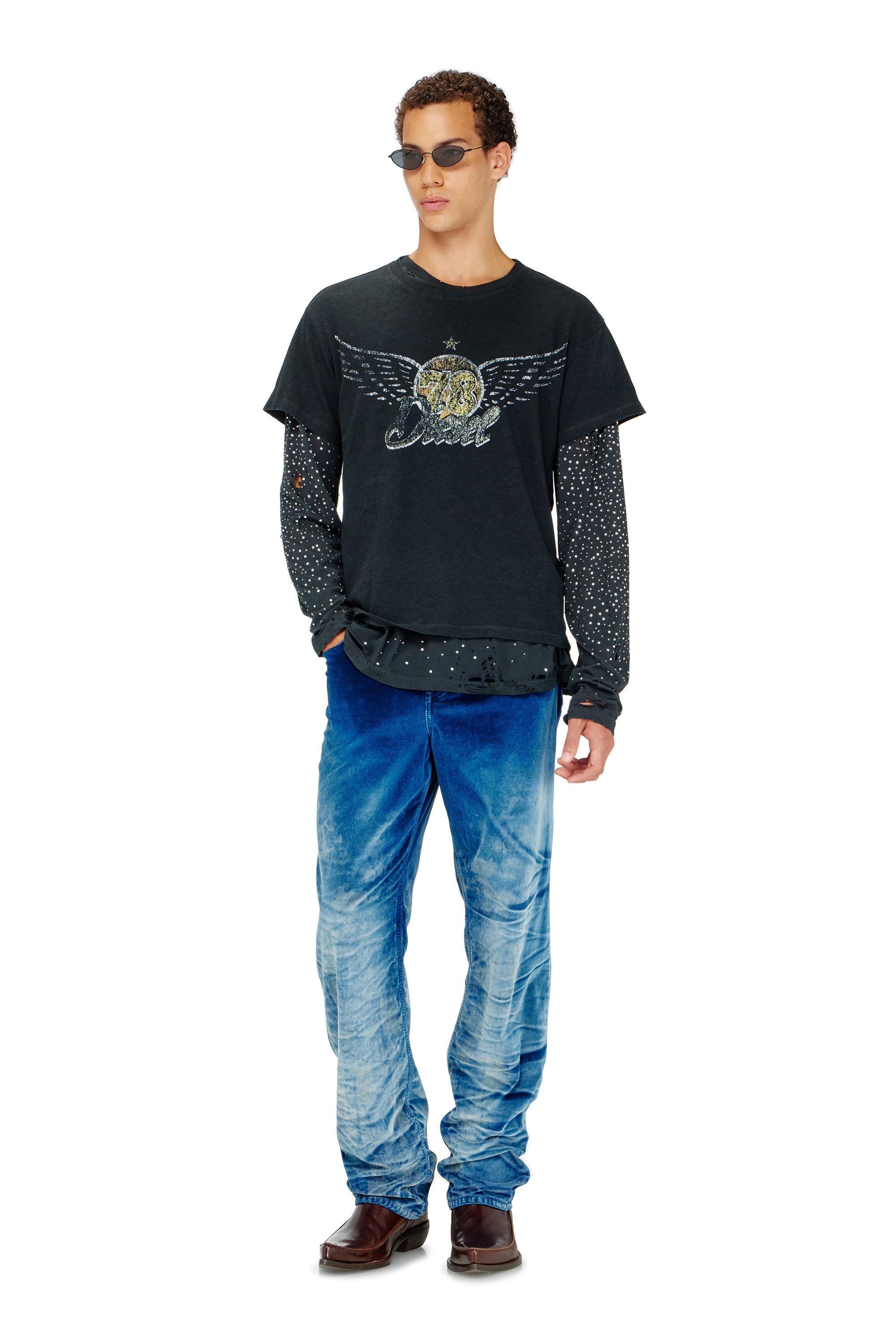 Diesel - T-GERIO-A, Herren T-Shirt aus Baumwolle-Hanf mit Konzertgrafik in Schwarz - 2