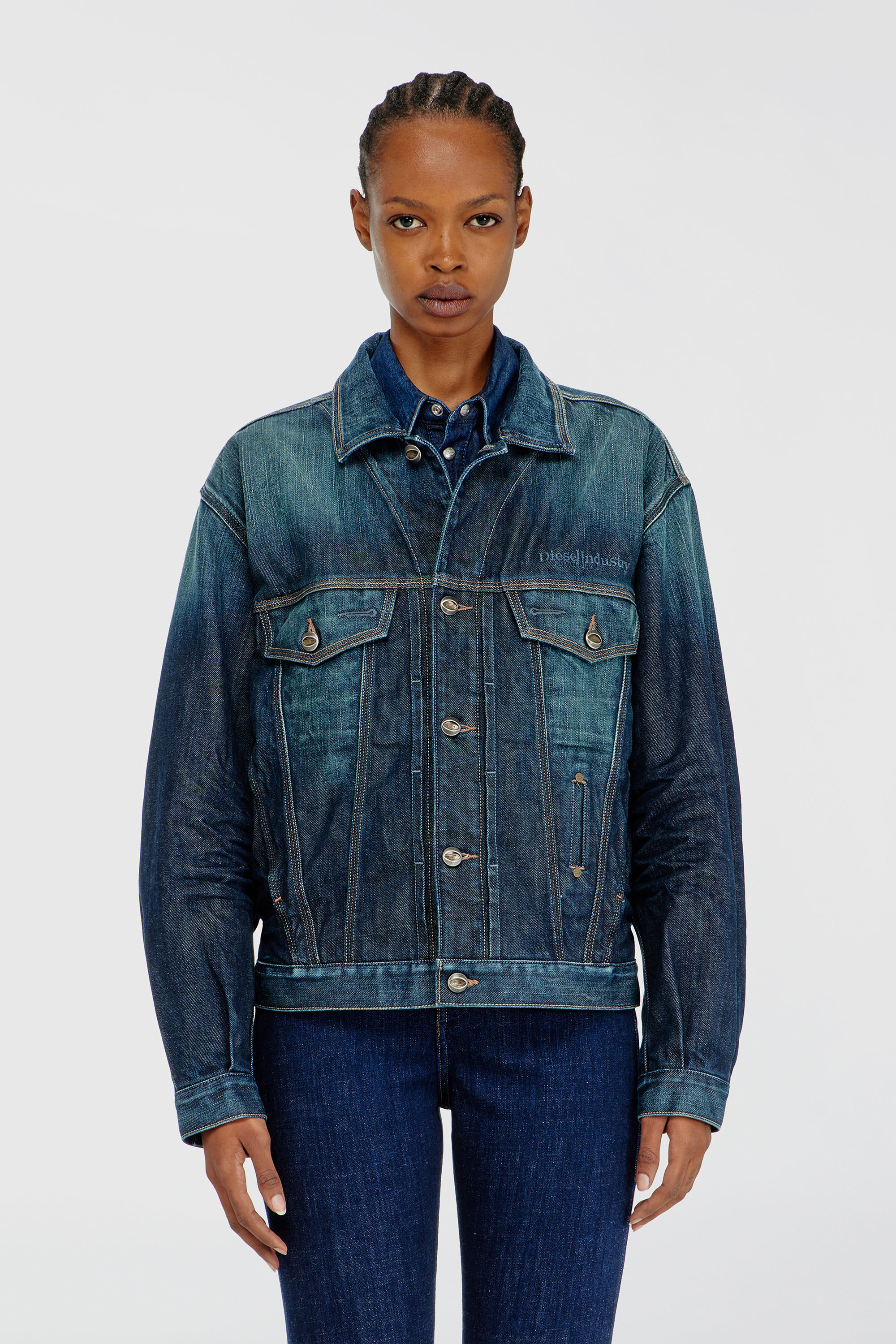 Diesel - D-DENVER-CL, Veste trucker en denim selvedge Mixte in Bleu - 1