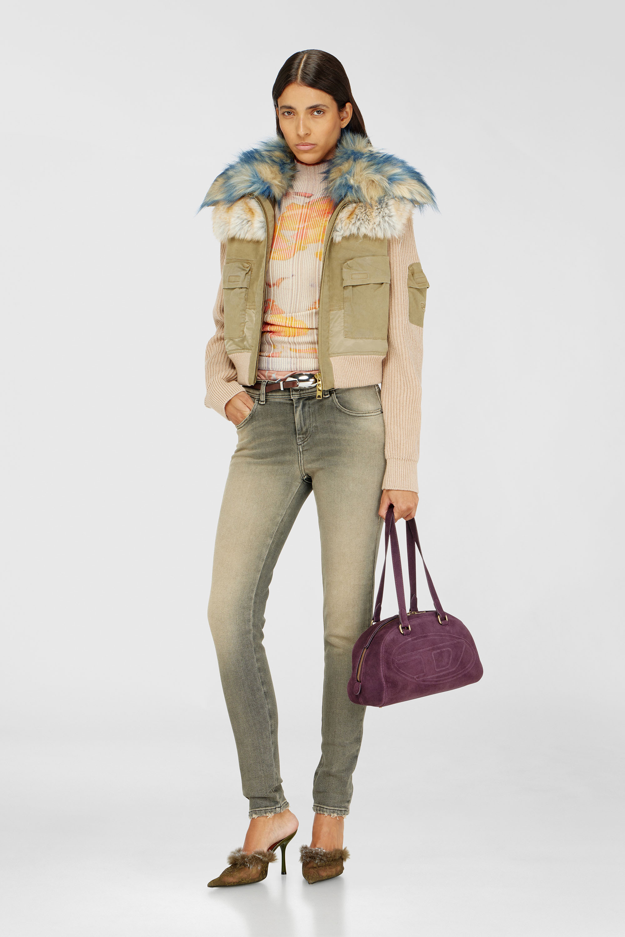 Diesel - Skinny Jeans 2017 Slandy 09P32 Femme, Gris - Image 1