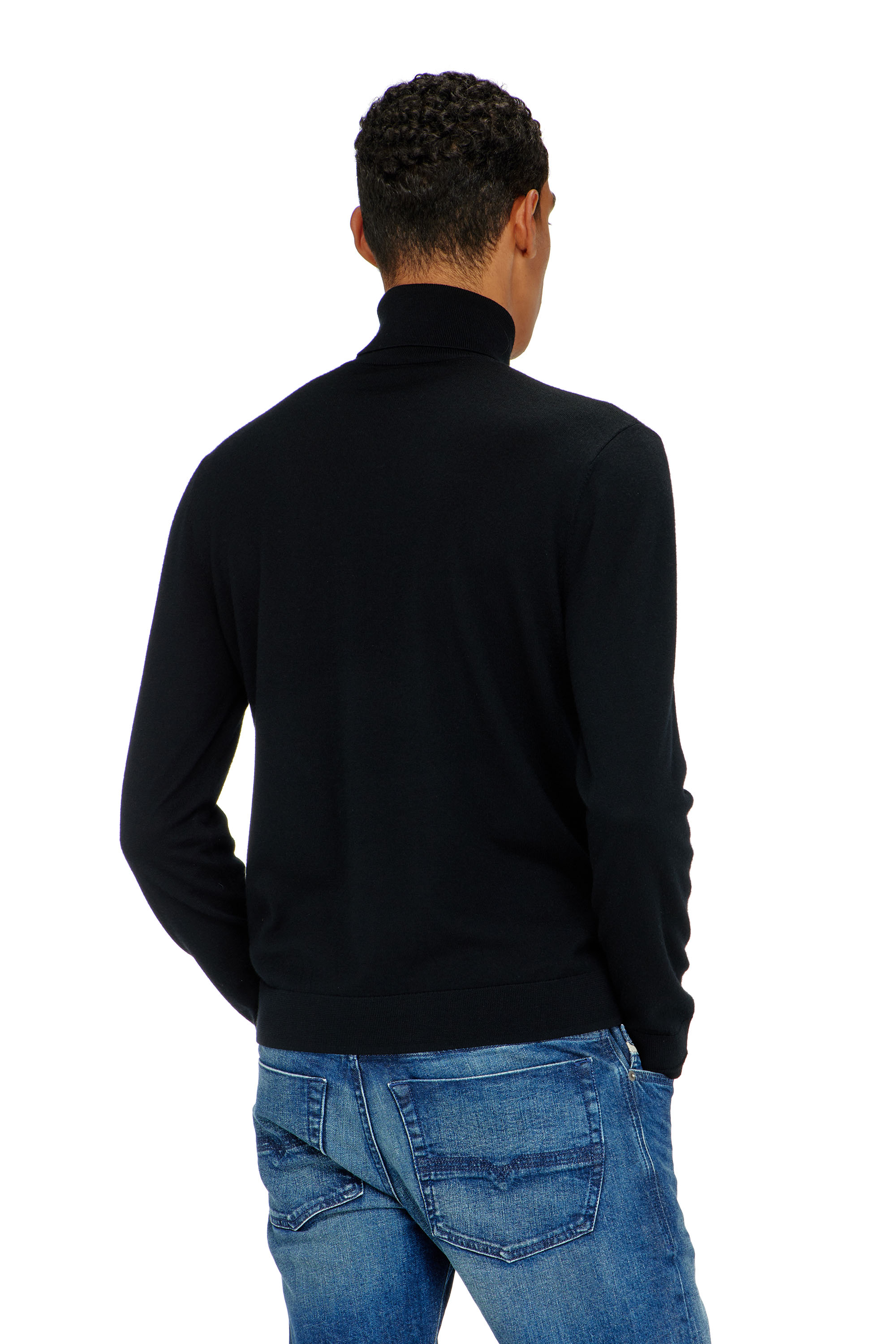 Diesel - K-VARTA, Dolcevita in lana con logo cut-out Uomo in Nero - 4