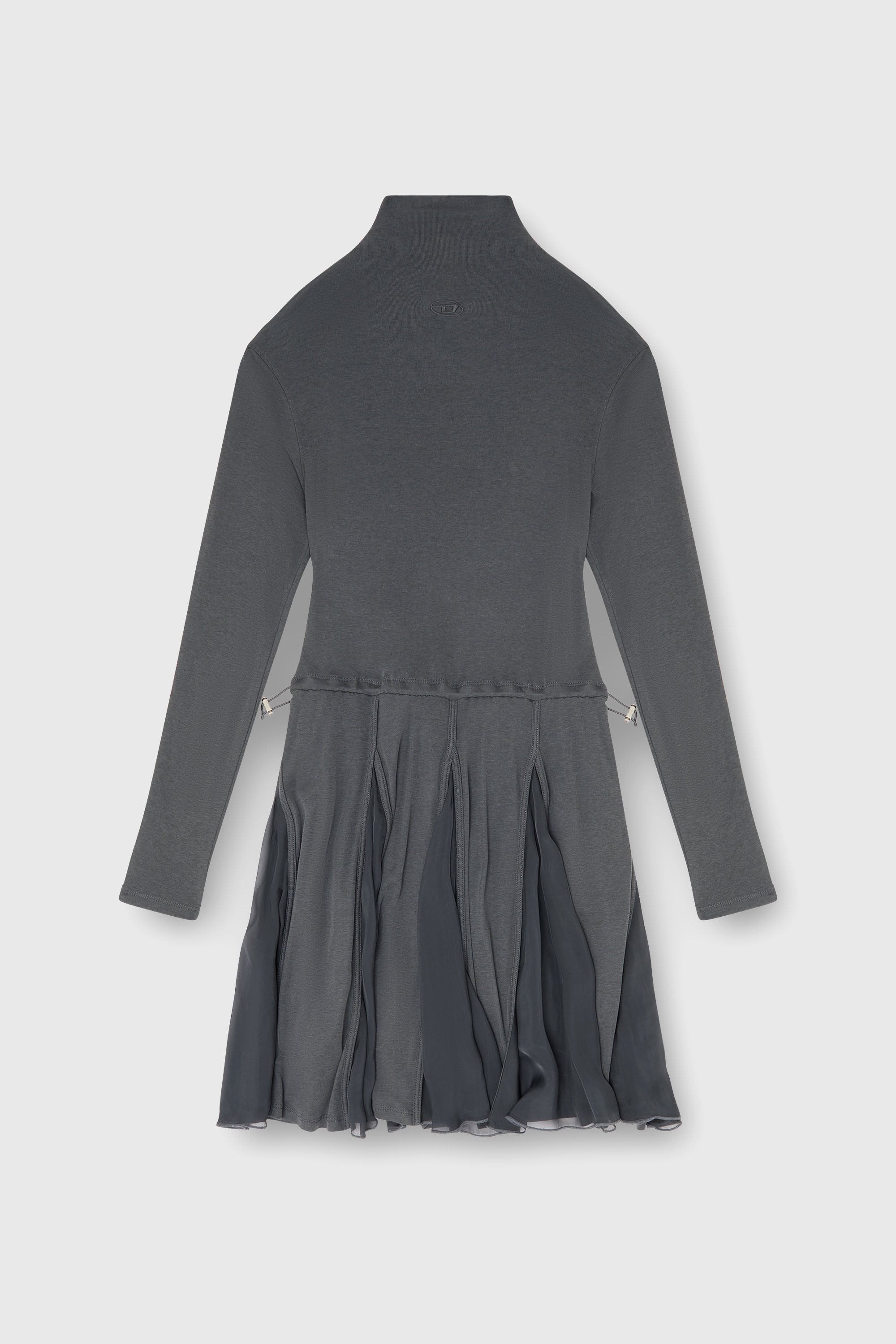 Diesel - D-REI, Robe courte &agrave; col roul&eacute; en jersey et chiffon Femme in Gris - 2