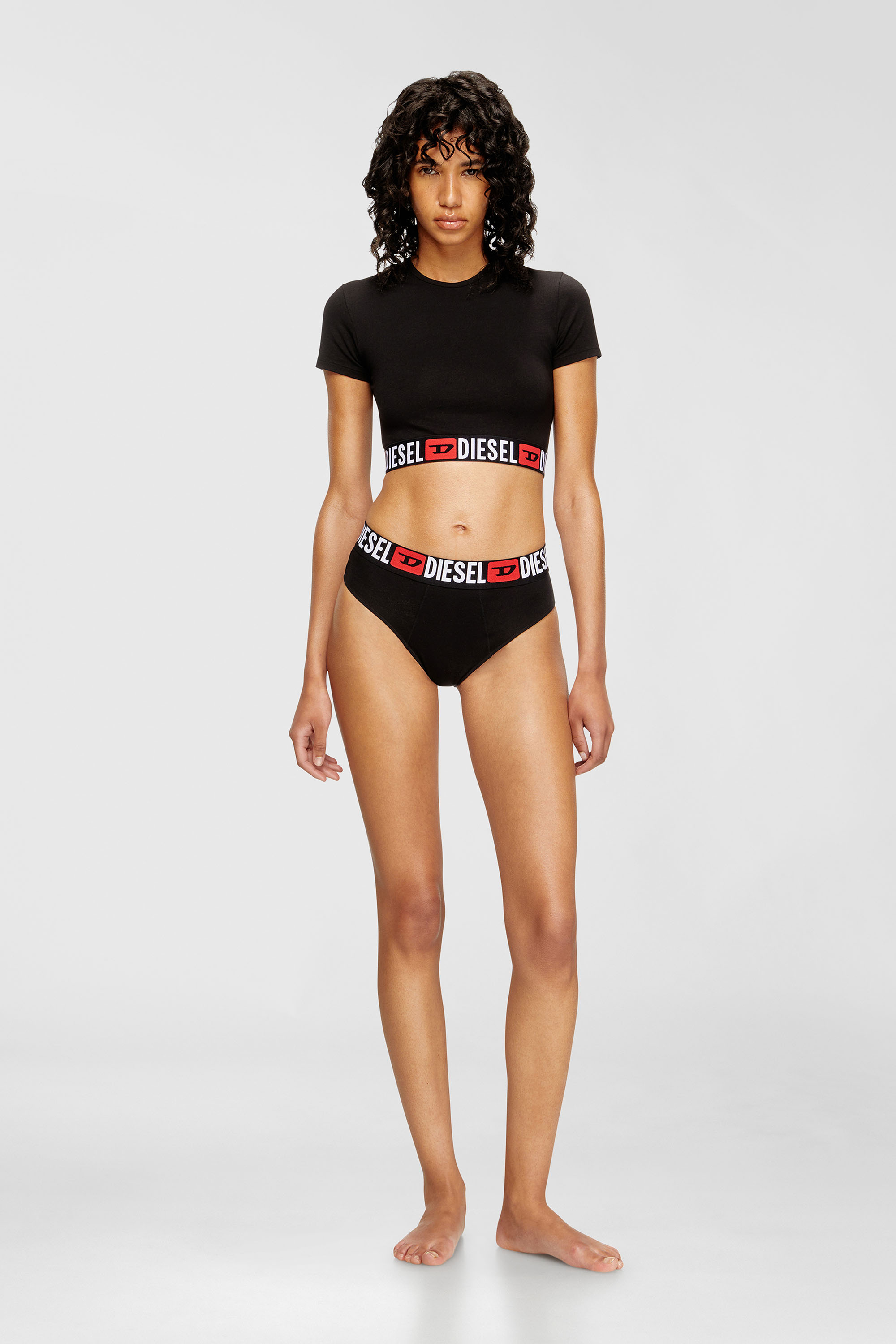 Diesel - IRMA-D-CORE, Crop top con fascia logo Donna in Nero - 1