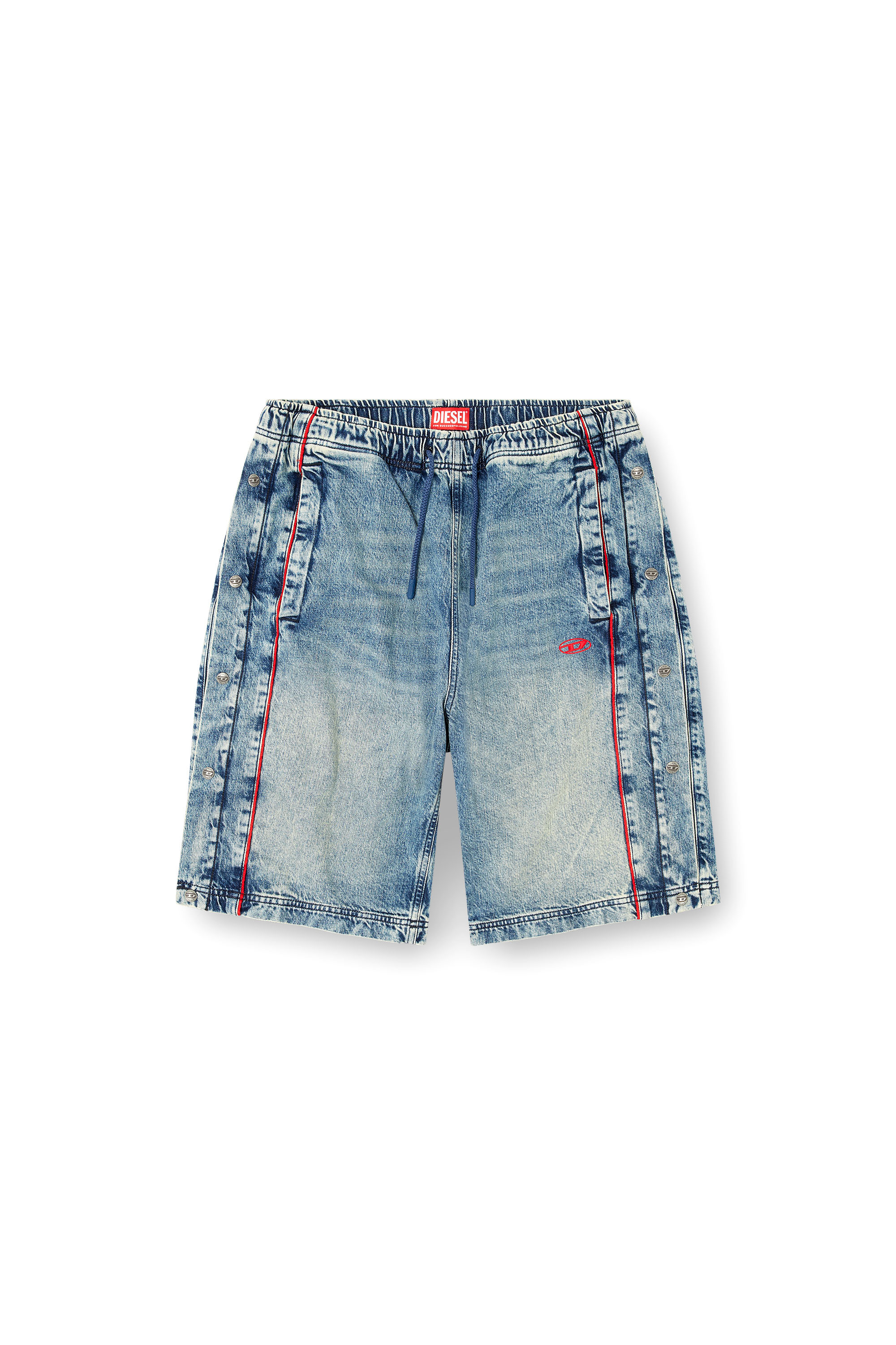 Diesel - D-AXFOR-SHORT-S, Unisex Shorts aus Denim mit roten Paspeln in Mittelblau - 4