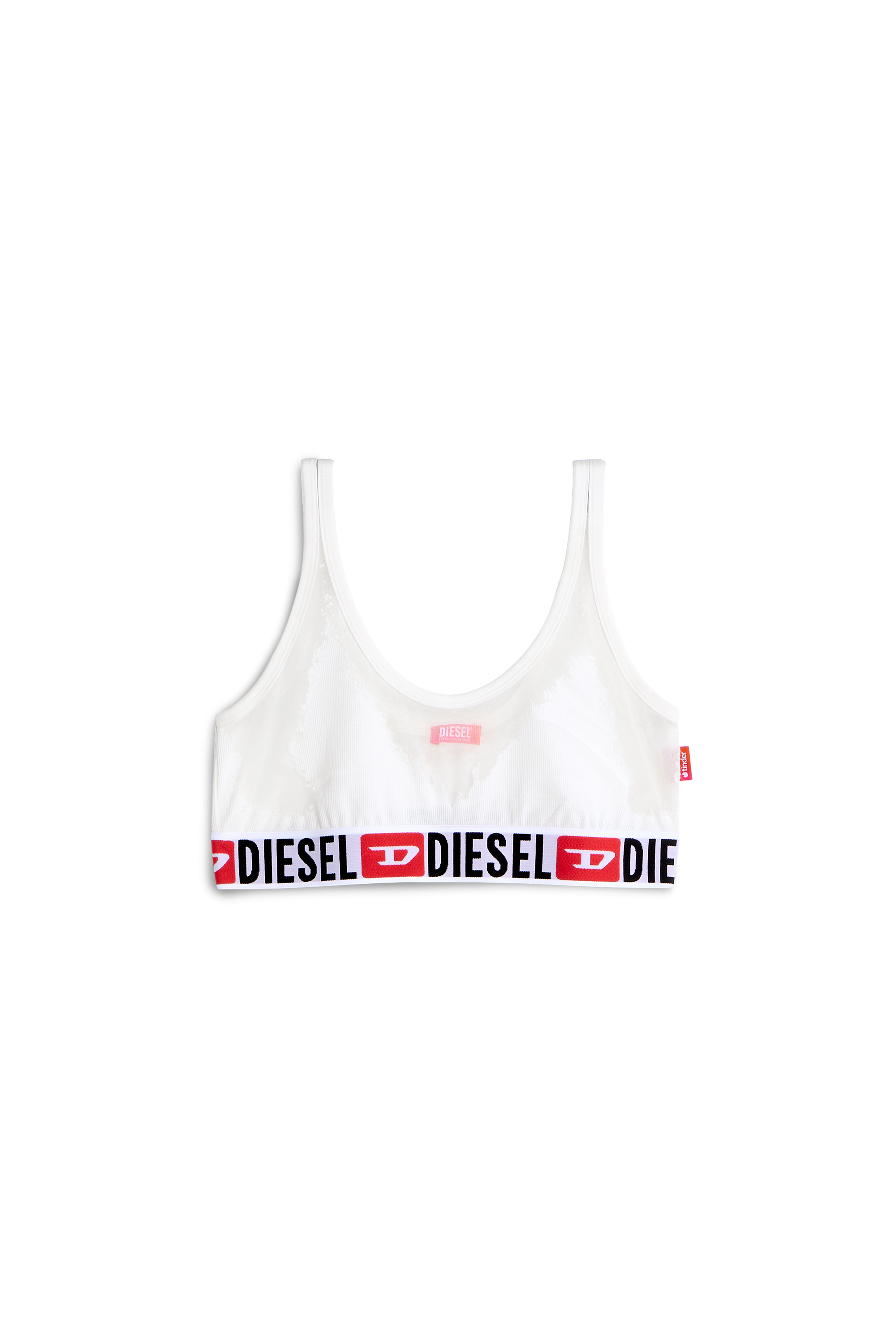 Diesel - PR-ORIBA-D-CORE, Bralette con effetto devor&eacute; trasparente Donna in Bianco - 2