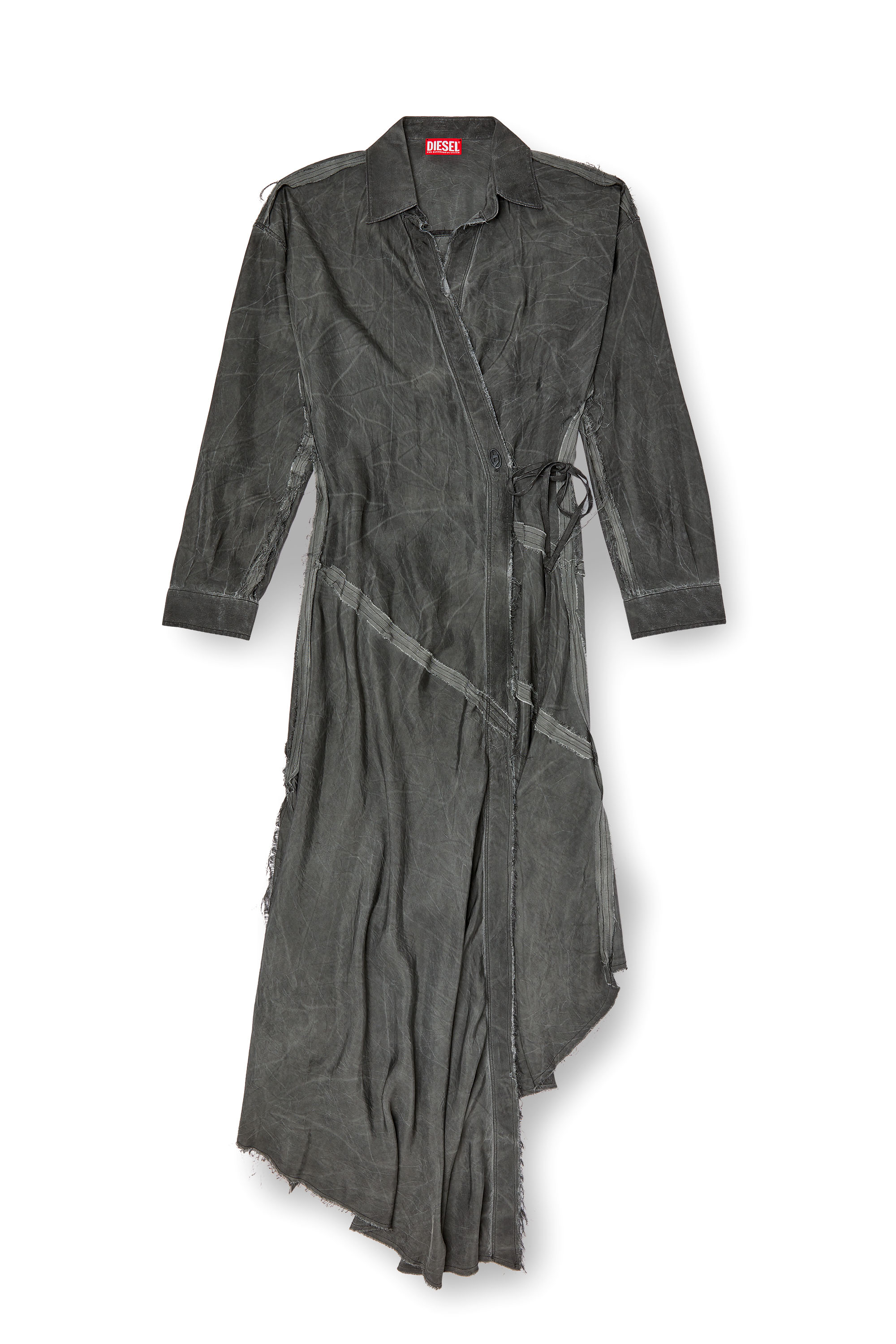 Diesel - D-RAVEN-Q1, Robe asymétrique à manches longues Femme in Gris - 1