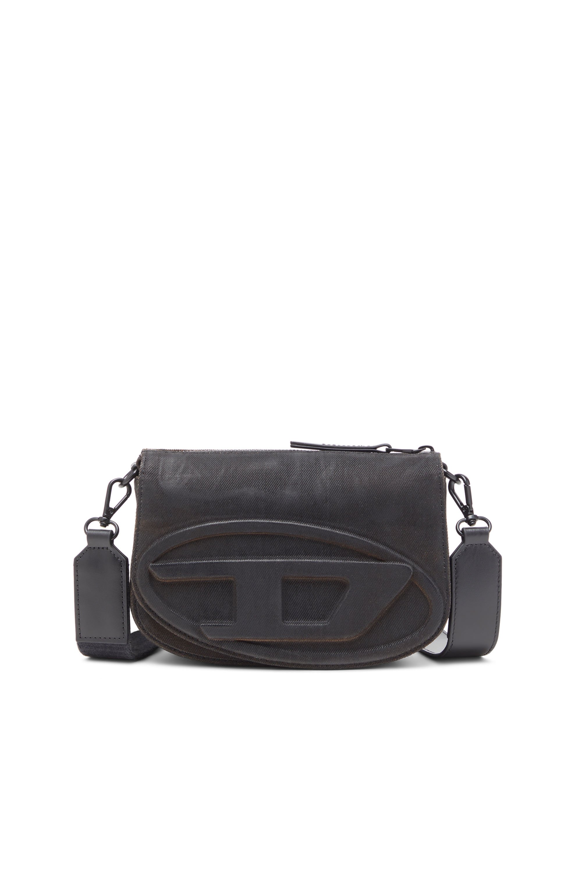 Diesel - 1DR CAMERA BAG, Camera bag in denim flock Uomo in Nero - 1