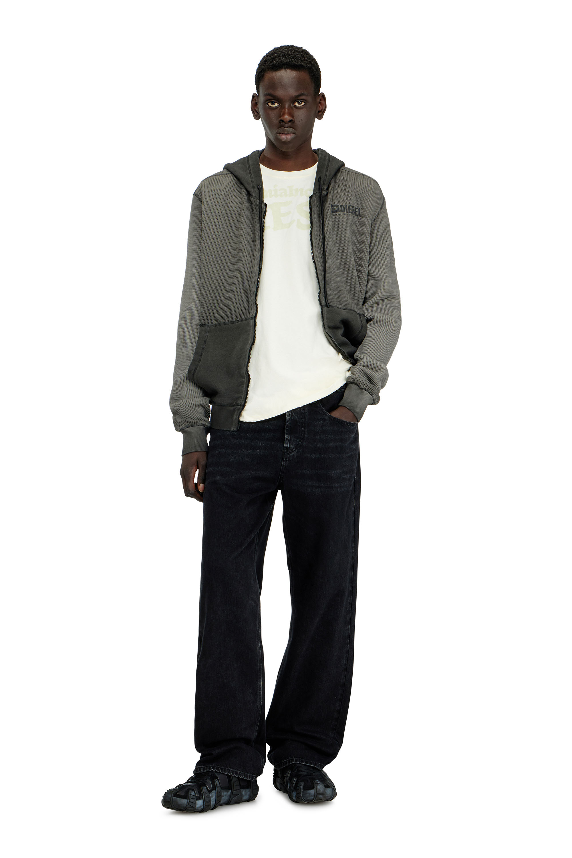 Diesel - Relaxed Jeans 2001 D-Macro 09P09 Homme, Noir/Gris fonc&eacute; - Image 1